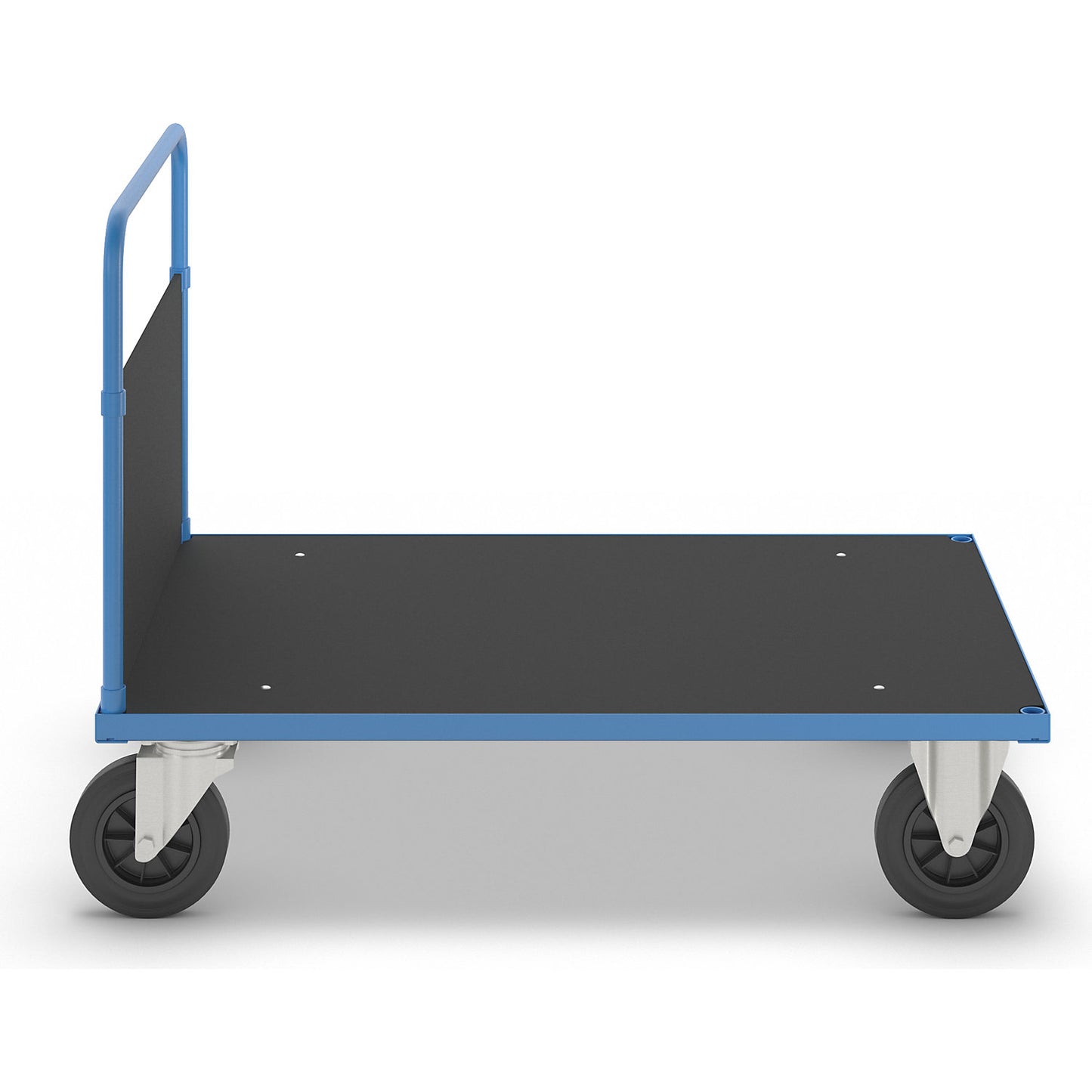 KM33 platform truck, 1 end panel, LxW 1200 x 800 mm, 2 swivel castors and 2 fixed castors.
