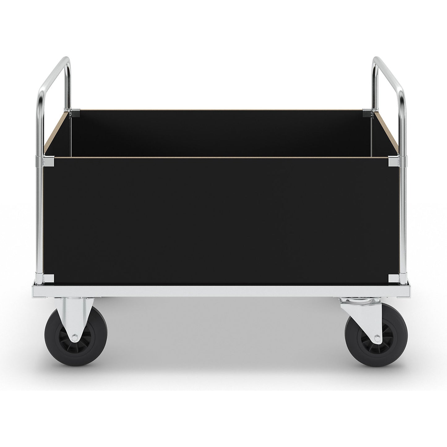 Zinc plated platform truck, high box truck, LxW 1200 x 800 mm, 2 swivel castors and 2 fixed castors.