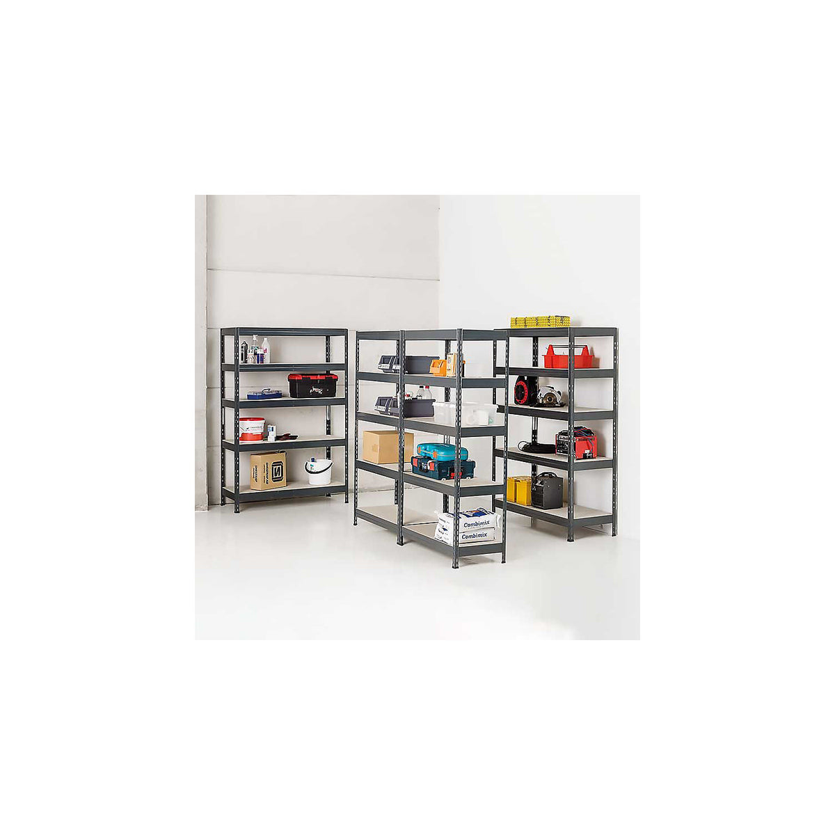 Lagan storage shelving unit, shelving unit height 1800 mm, WxD 1200 x 500 mm.