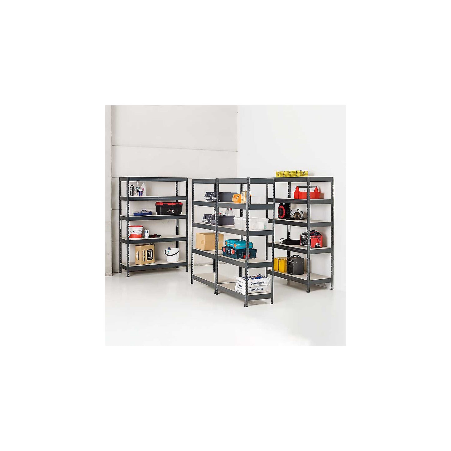 Lagan storage shelving unit, shelving unit height 1800 mm, WxD 1200 x 500 mm.