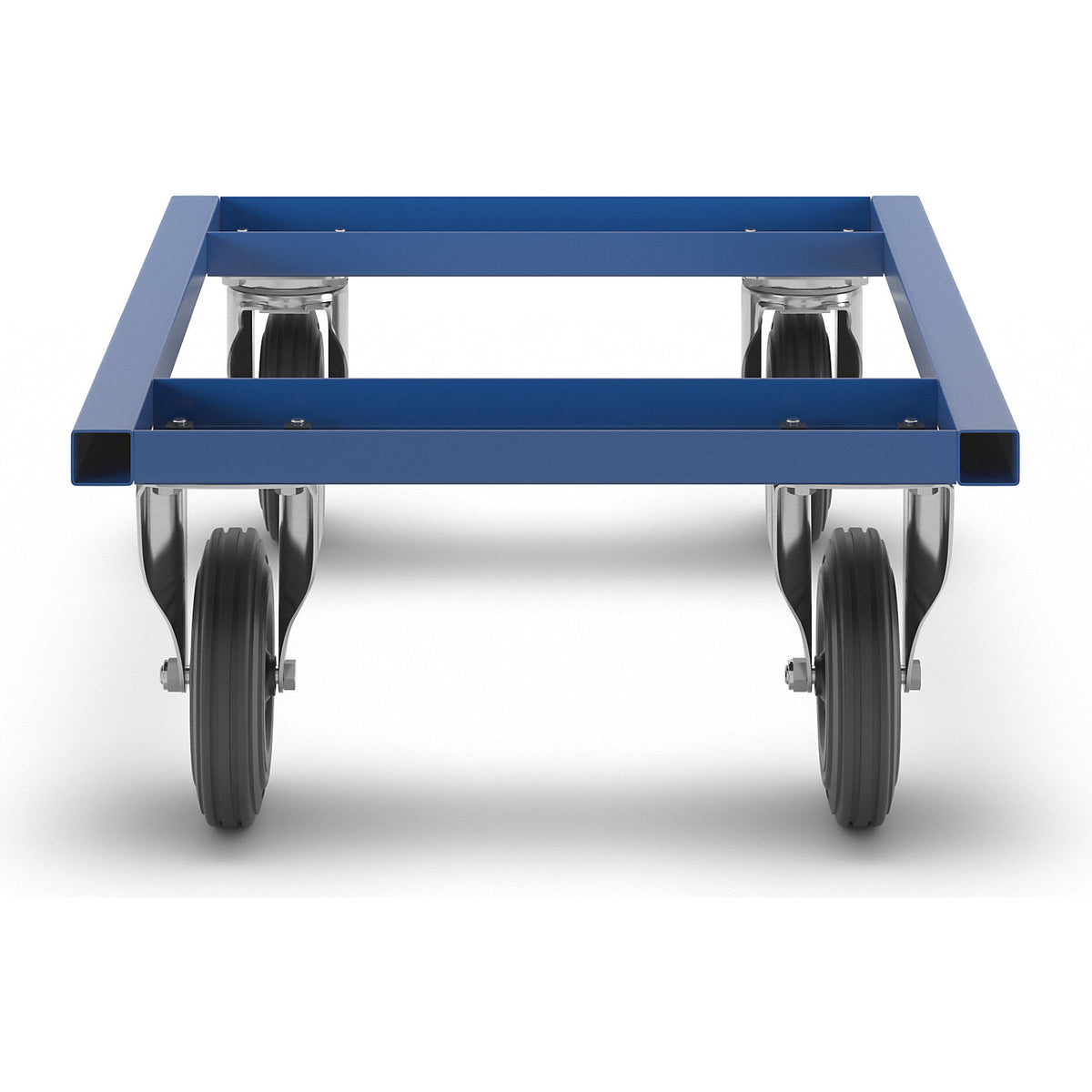 KM217 pallet dolly, LxWxH 800 x 600 x 270 mm, blue, 2 swivel castors and 2 fixed castors.