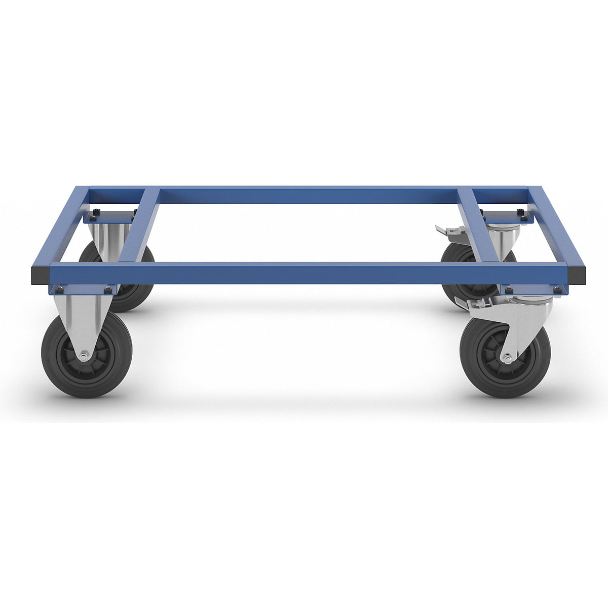 KM217 pallet dolly, LxWxH 1200 x 800 x 305 mm, blue, 2 swivel castors with stops, 2 fixed castors.