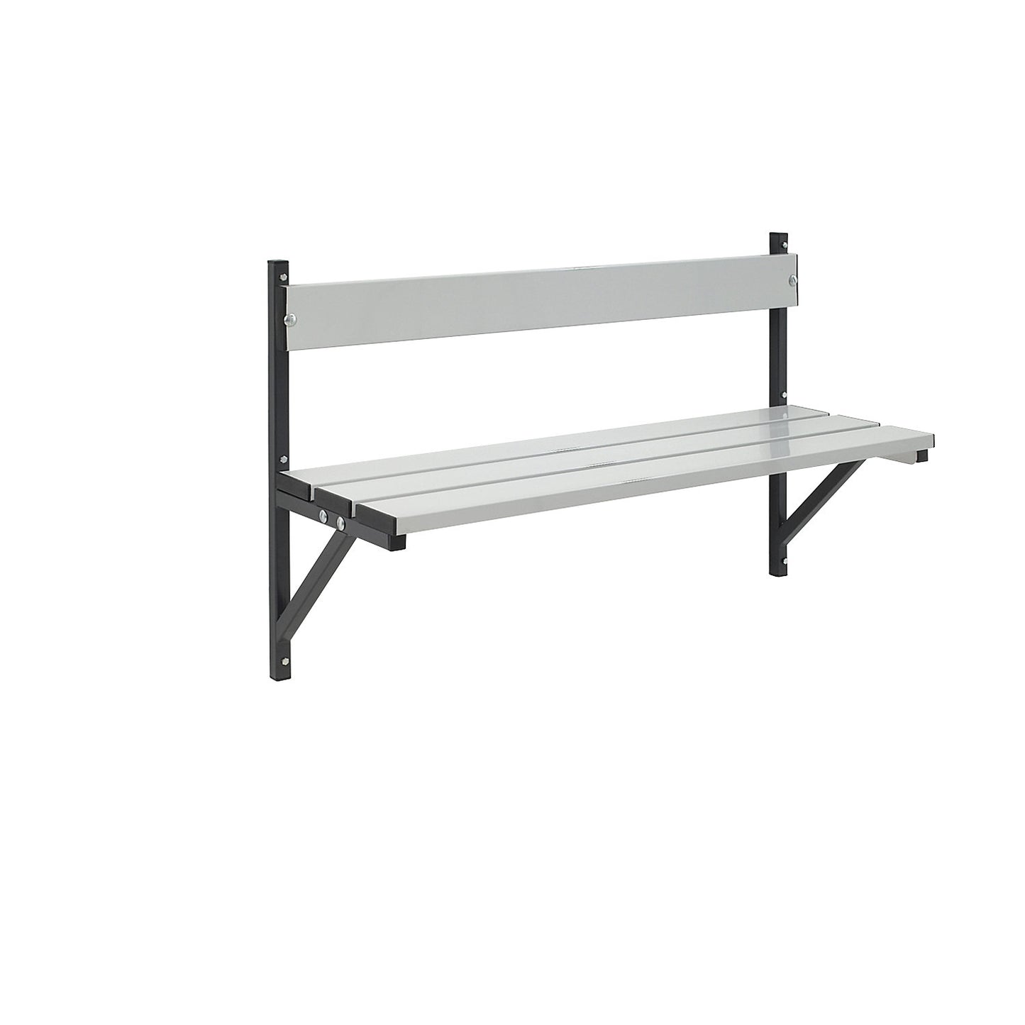 Wall mounted bench, aluminium slats, length 1015 mm, charcoal.