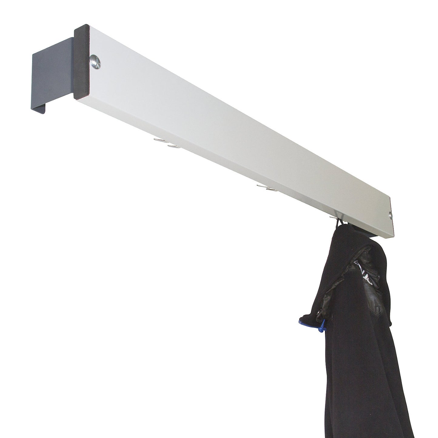 Coat rail, aluminium, length 1015 mm, charcoal spacer.