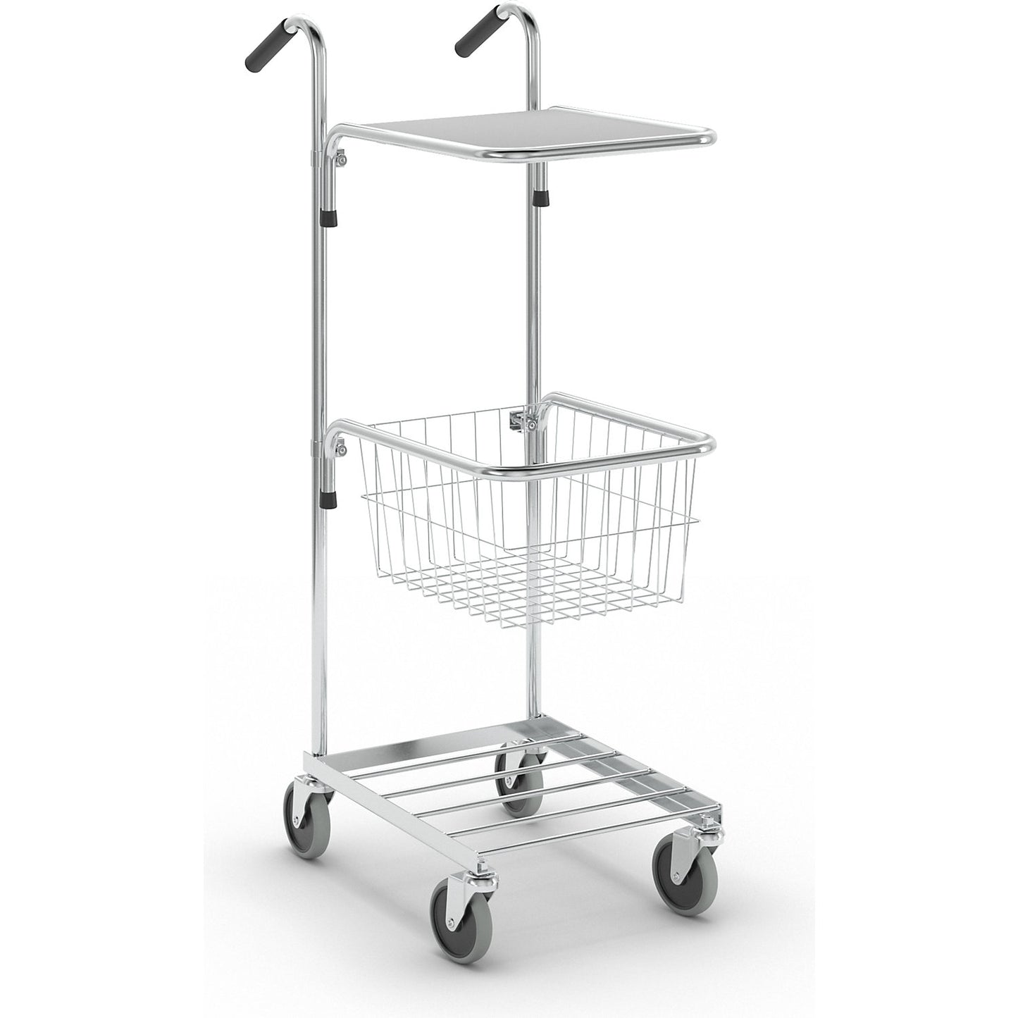 KOMPAKT retail bin, 1 shelf, 1 basket, bright zinc plated frame.