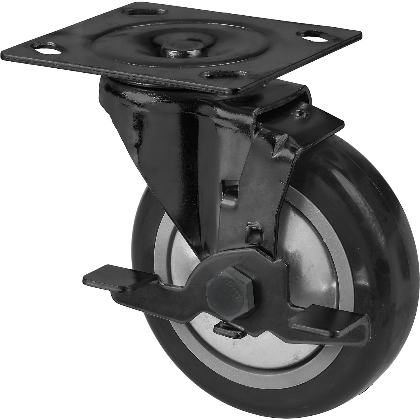 Swivel castor with brake, Ø 125 x 35 mm, for tool trolleys.