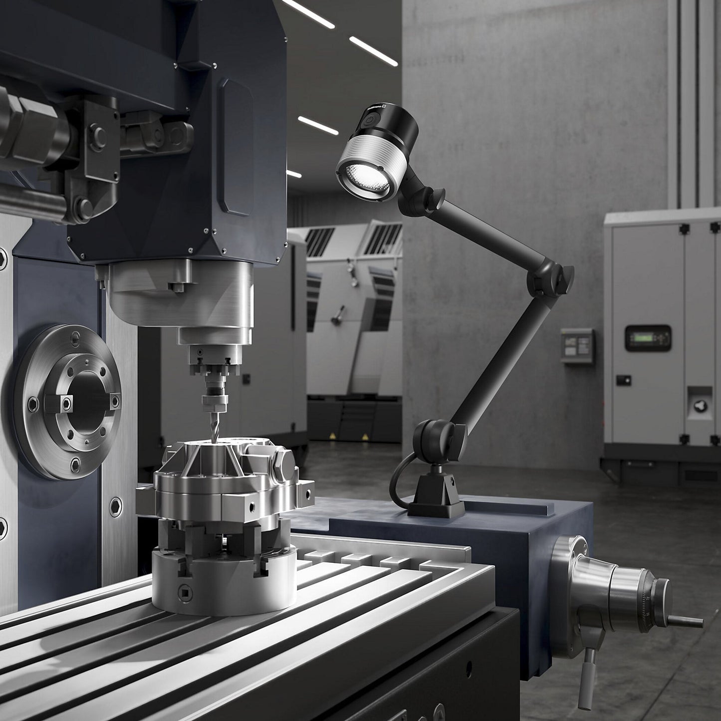 LED arm mounted machine lamp, connection 12 - 28 V AC / 12 - 40 V DC, spotlight with beam angle 40°.
