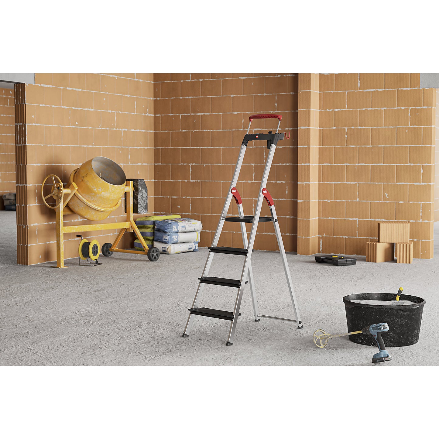 TopLine L100 safety ladder, max. load up to 150 kg, 4 steps.