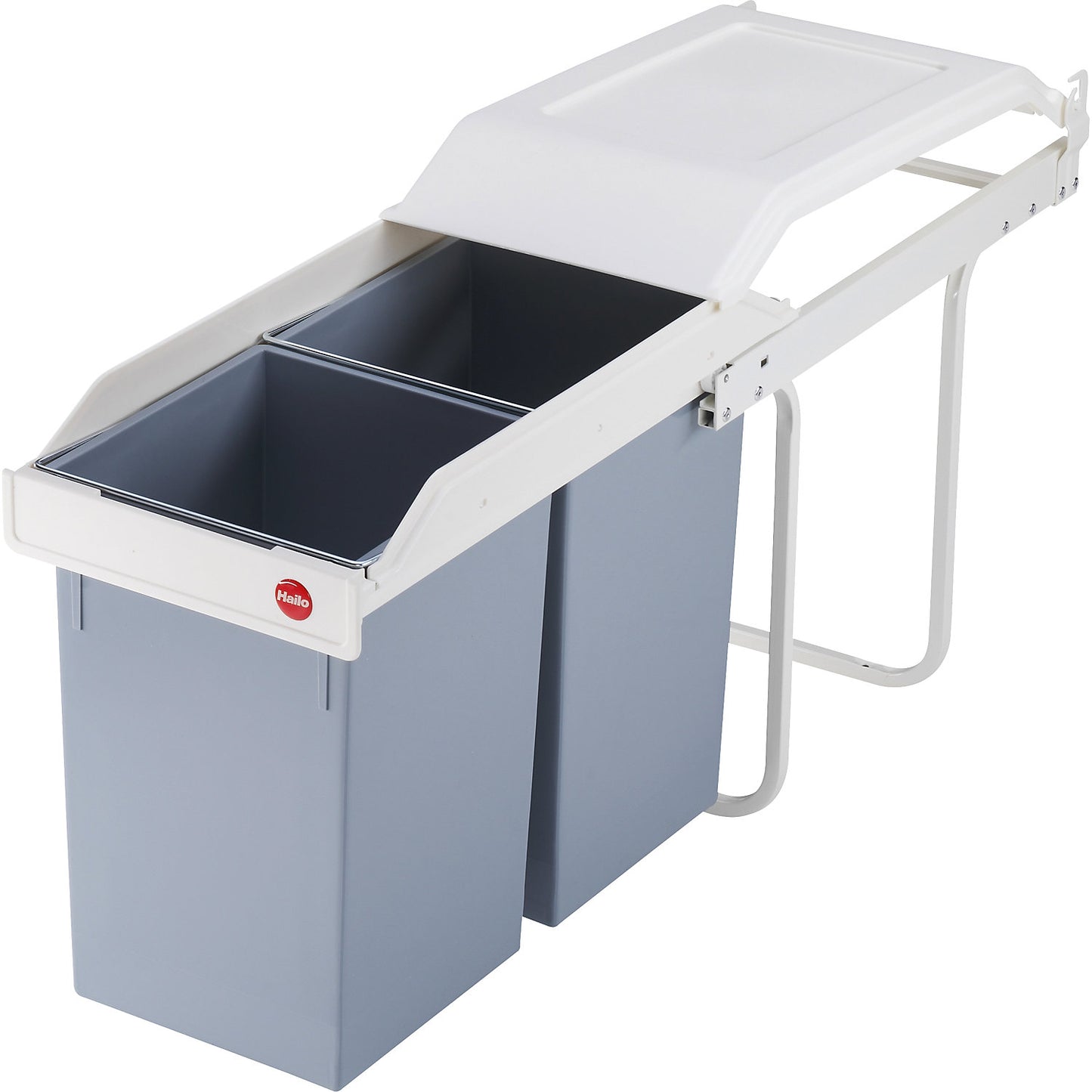 Multi-Box duo L built-in waste separation system, 2 x 14 l, ready to be pulled out and filled.