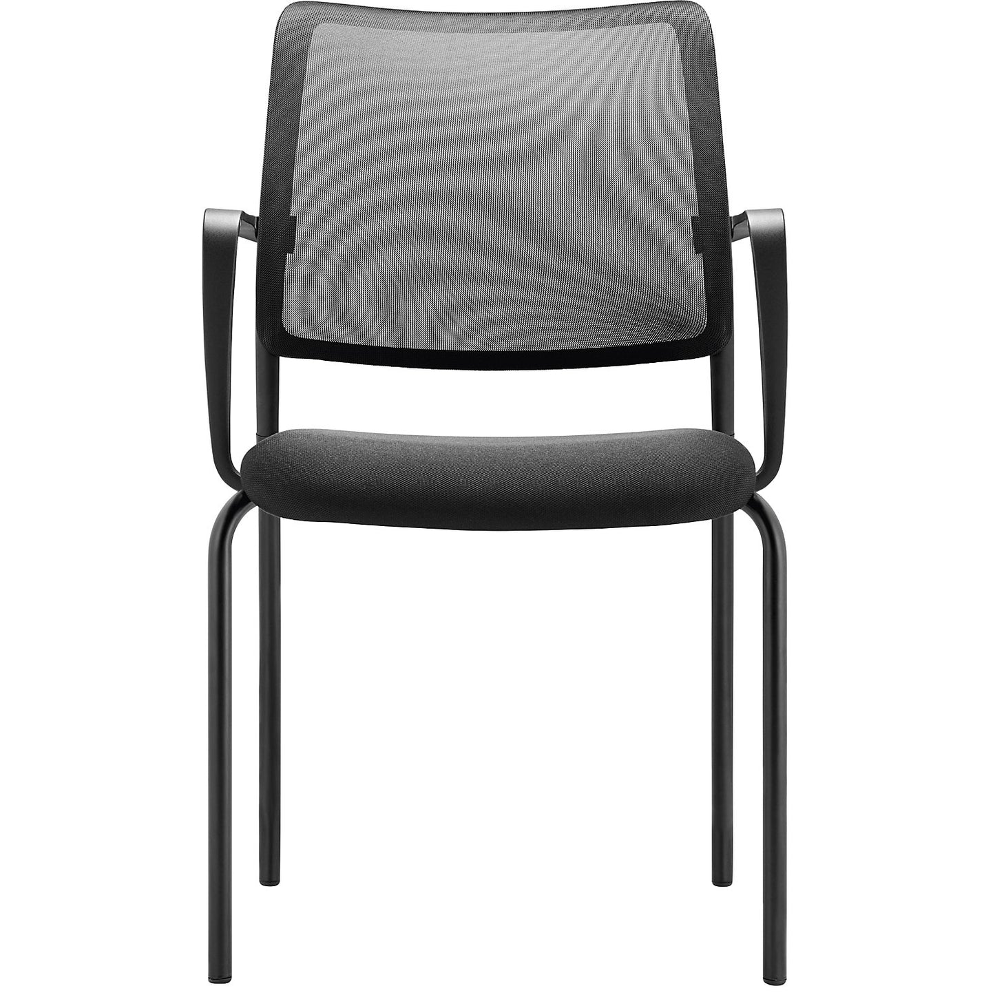 TO-SYNC meet meeting room chair, with mesh back rest, pack of 4, black, with arm rests.