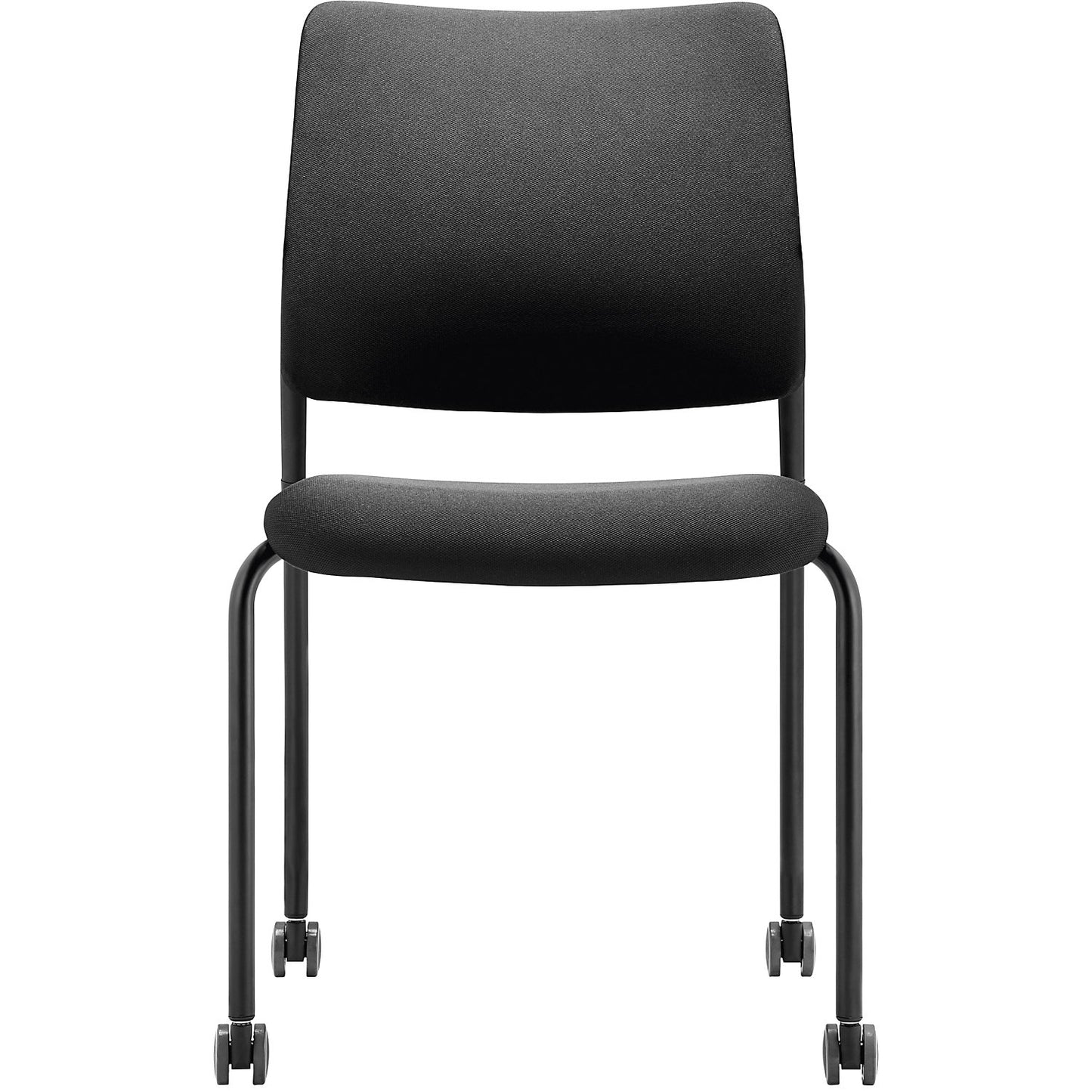 TO-SYNC meet meeting room chair, with upholstered back rest, pack of 4, black, with castors.