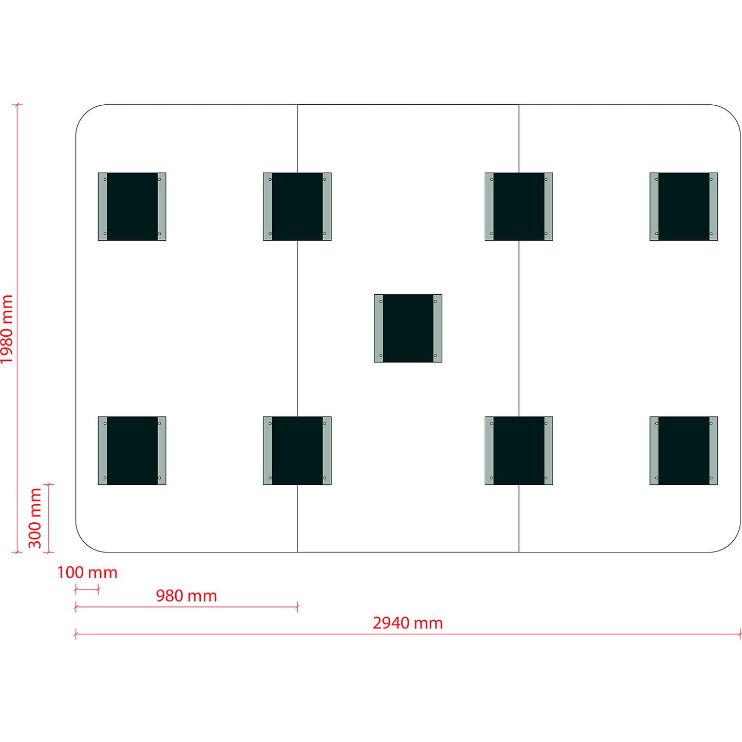Design XXL whiteboard VisuWall Curve, sheet steel, enamel, WxH 2940 x 1980 mm, white.