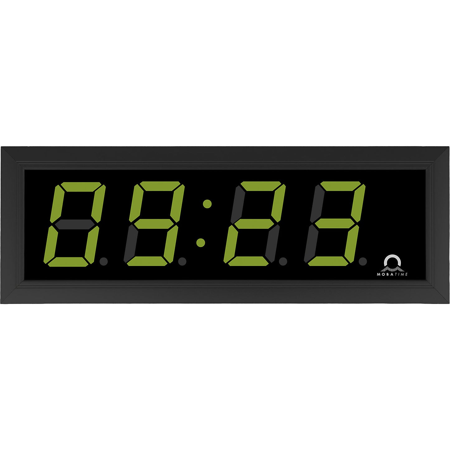 LED digital clock, HxWxD 118 x 333 x 39 mm, black, green LED.