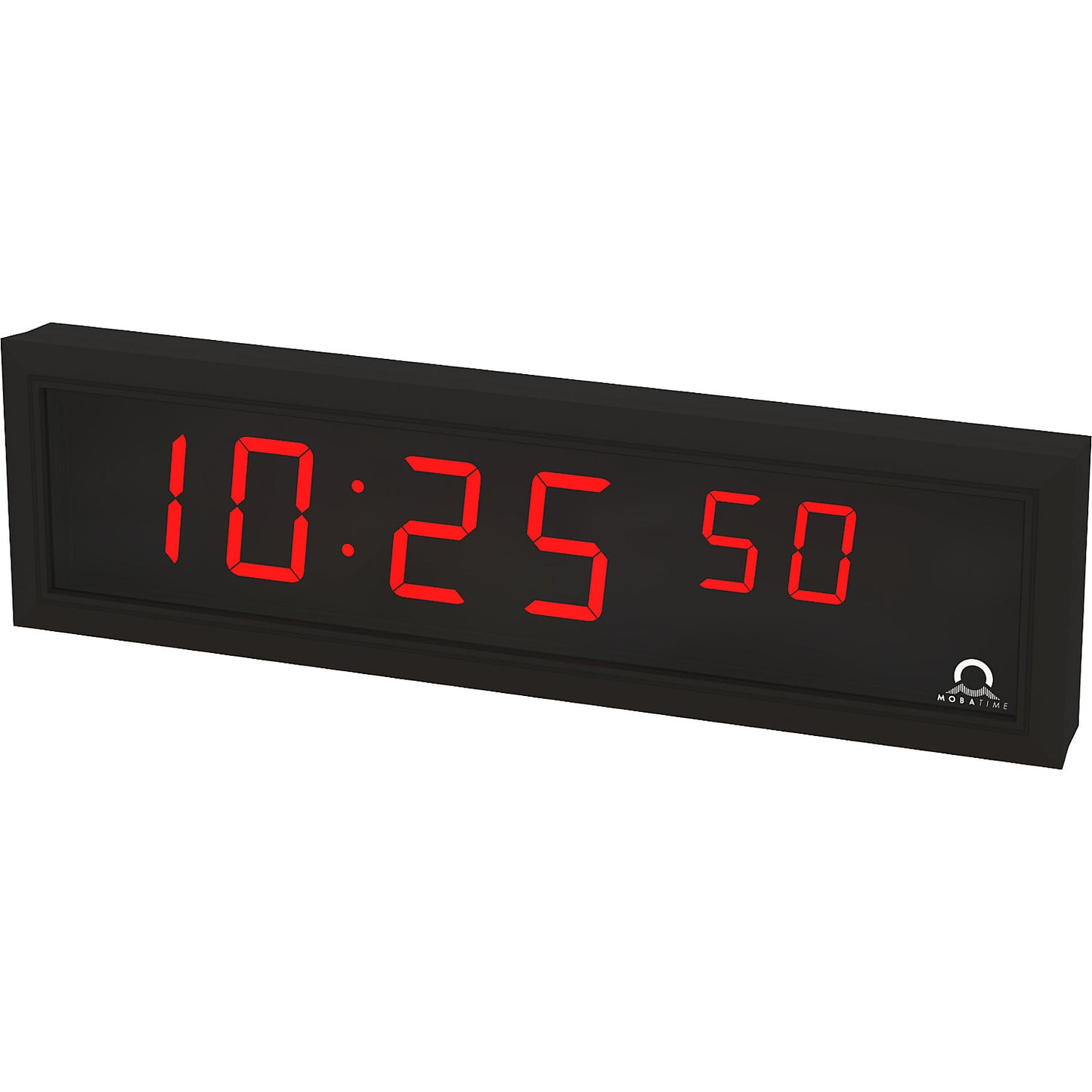 LED digital clock, HxWxD 118 x 423 x 39 mm, black, red LED.