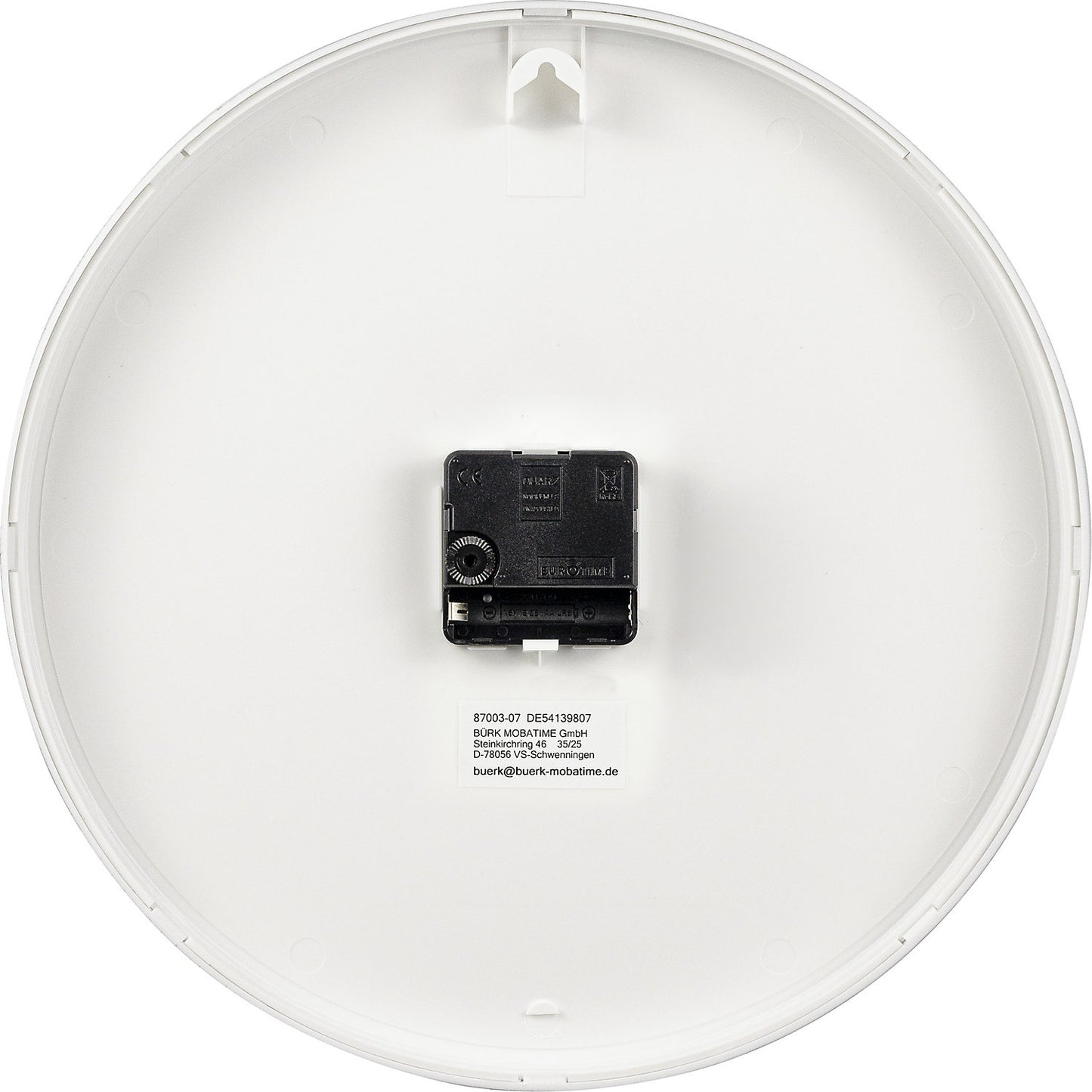 Wall clock, quartz time keeping mechanism, Ø 300 mm, housing silver, clock face black.
