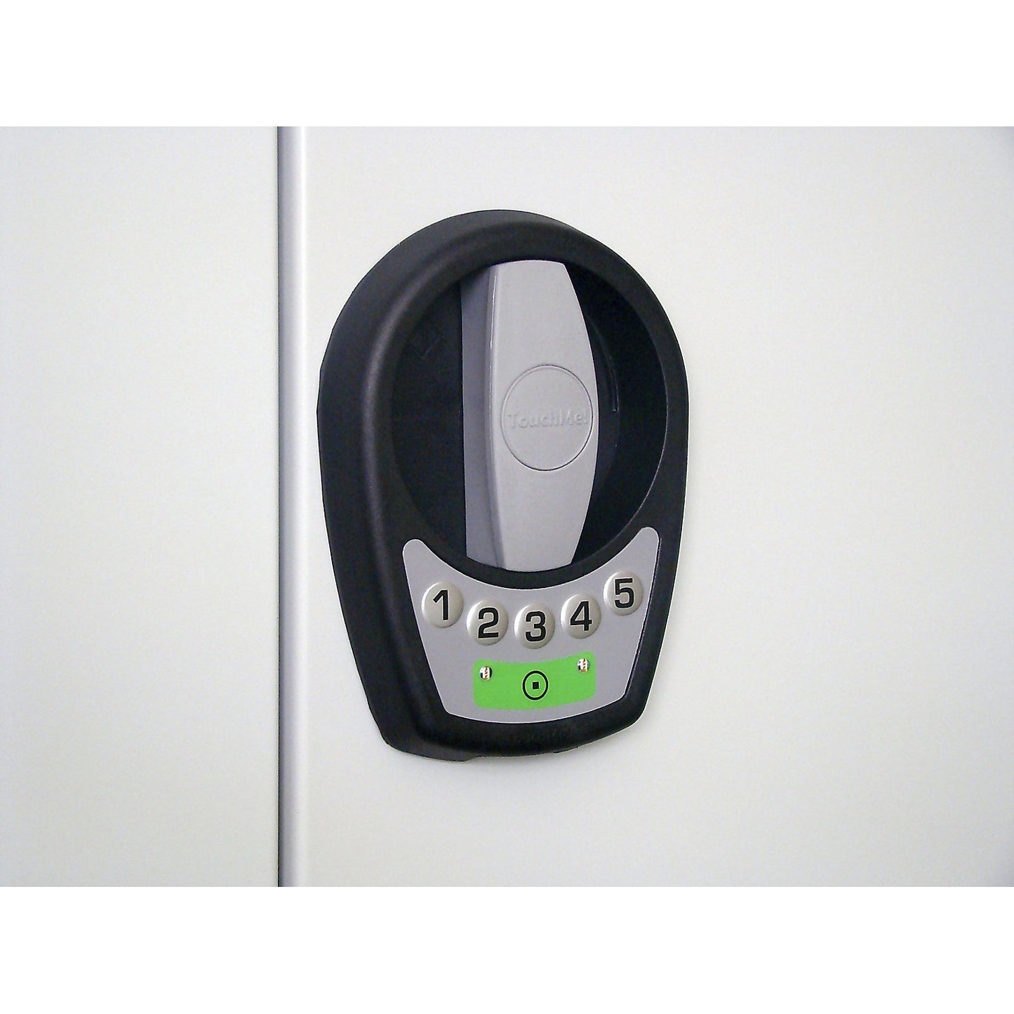 Multi-purpose cloakroom cupboard with E lock, with solid panel doors, light grey / charcoal.