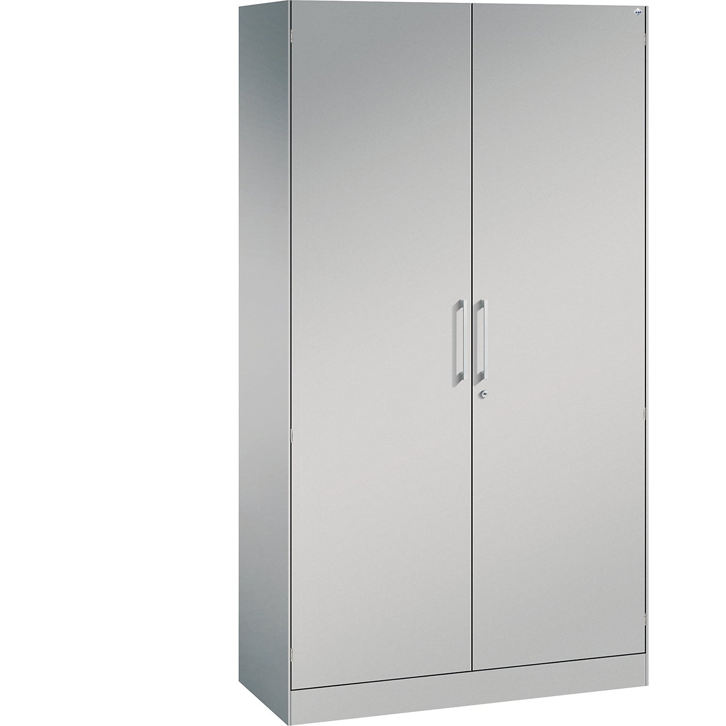 ASISTO double door cupboard, height 1980 mm, width 1000 mm, 4 shelves, white aluminium/white aluminium.