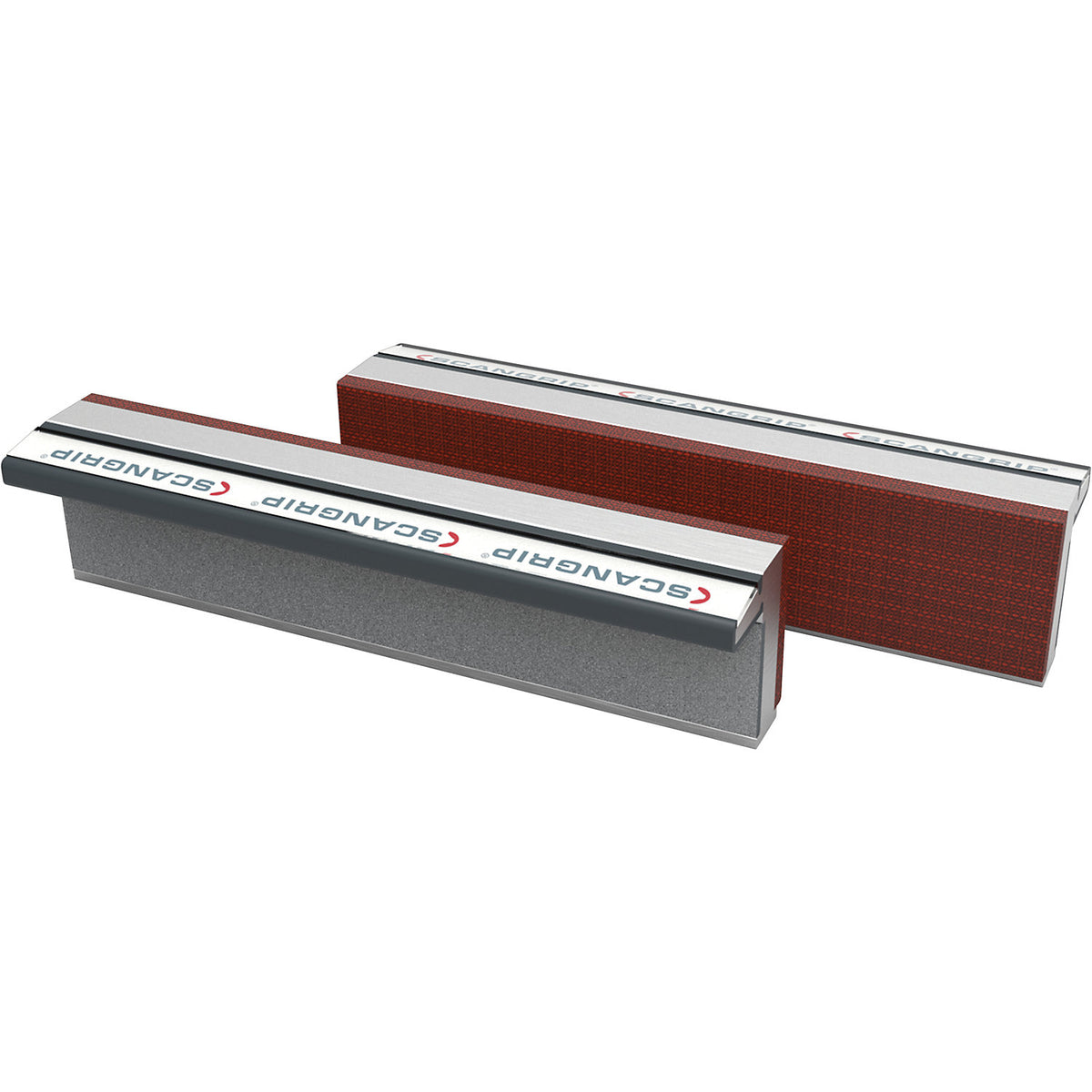 Magnetic vice jaws, made of hardened aluminium with fibre face, 1 pair, jaw width 125 mm.