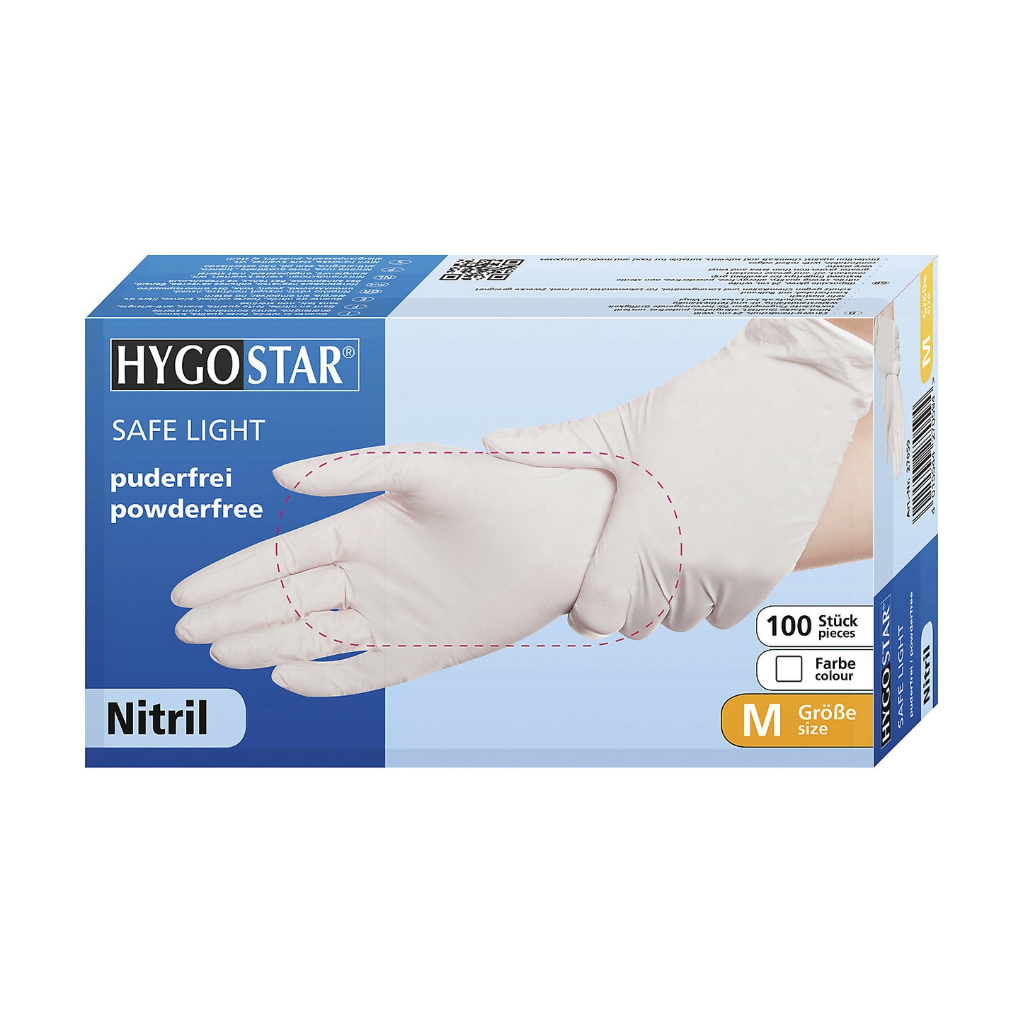 SAFE LIGHT disposable nitrile gloves, white, size 11 (XXL), pack of 900.