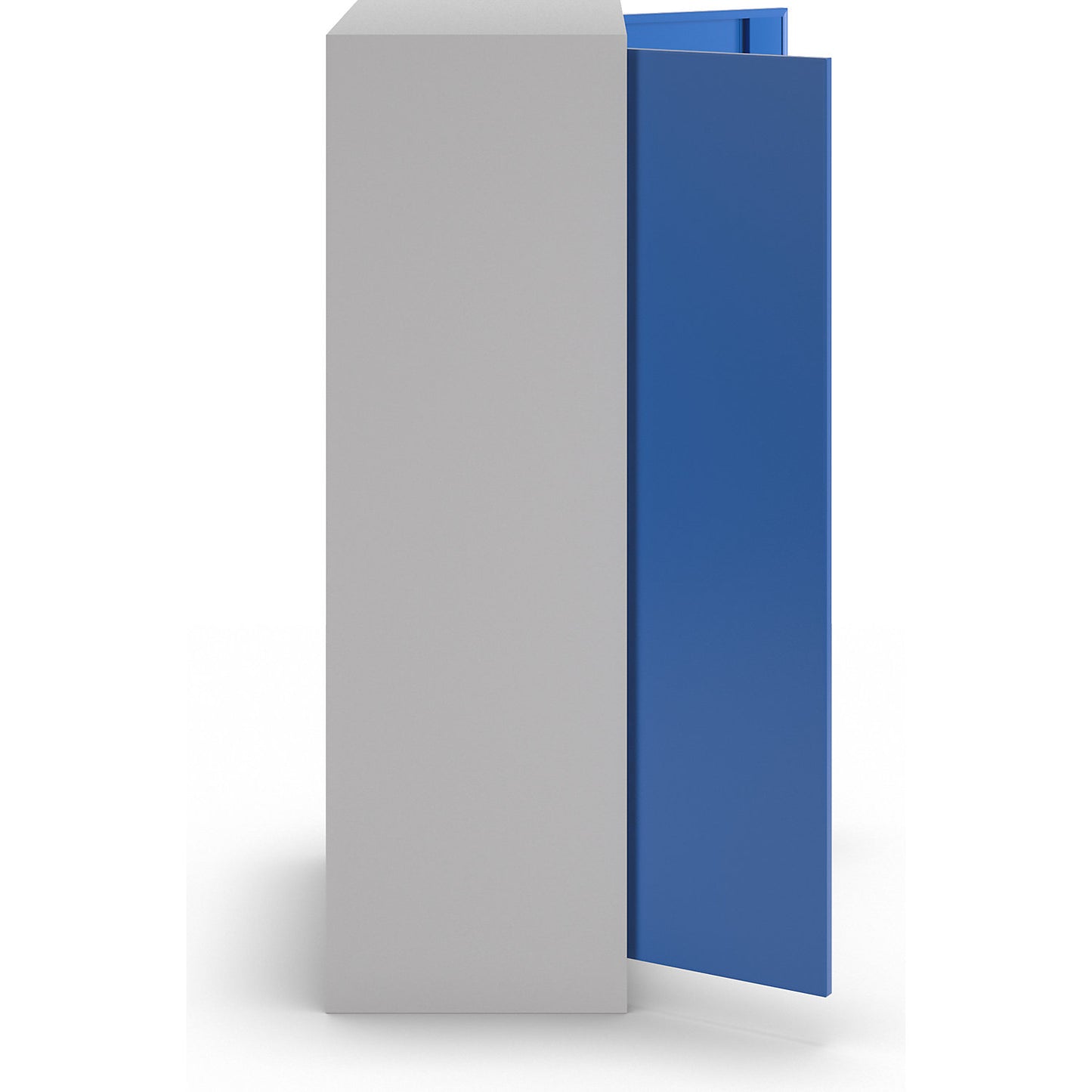 Vertical pull-out cupboard, without partition, 3 drawers, light grey / gentian blue.