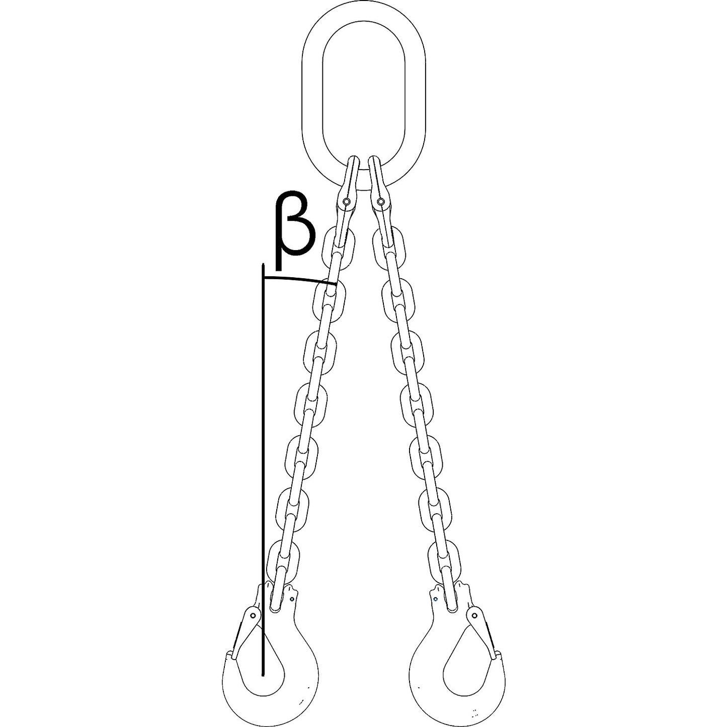 GK10 chain sling, double leg, max. load 3550 kg, chain thickness 8 mm, with shortening hook, effective length 4 m.