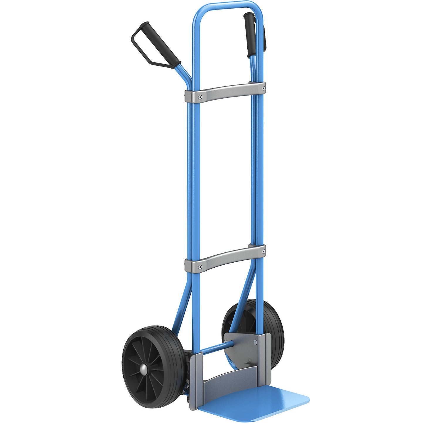 Sack truck, blue, footplate WxD 280 x 250 mm, blue, solid rubber tyres.