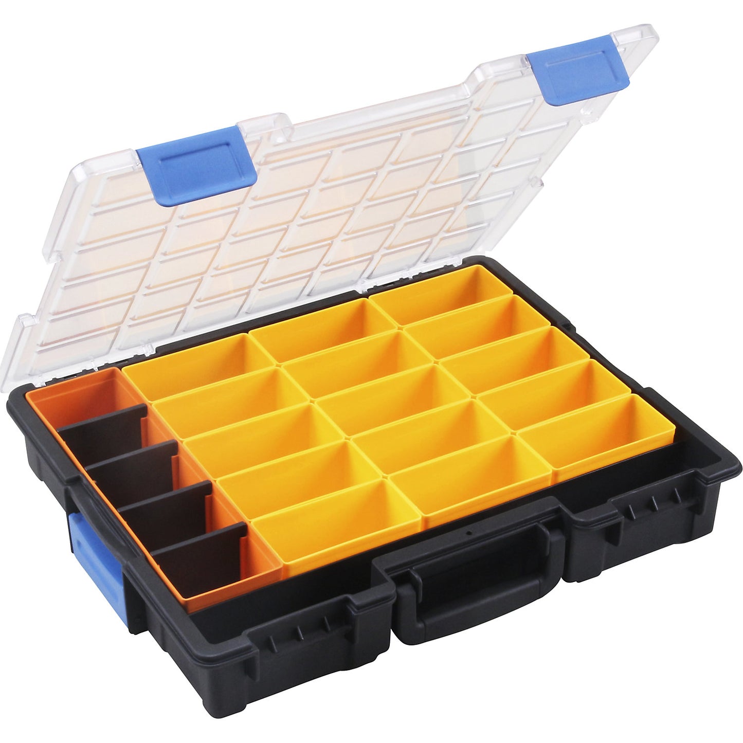 Professional small parts case, external WxH 355 x 76 mm, pack of 2, with 21 insert boxes.