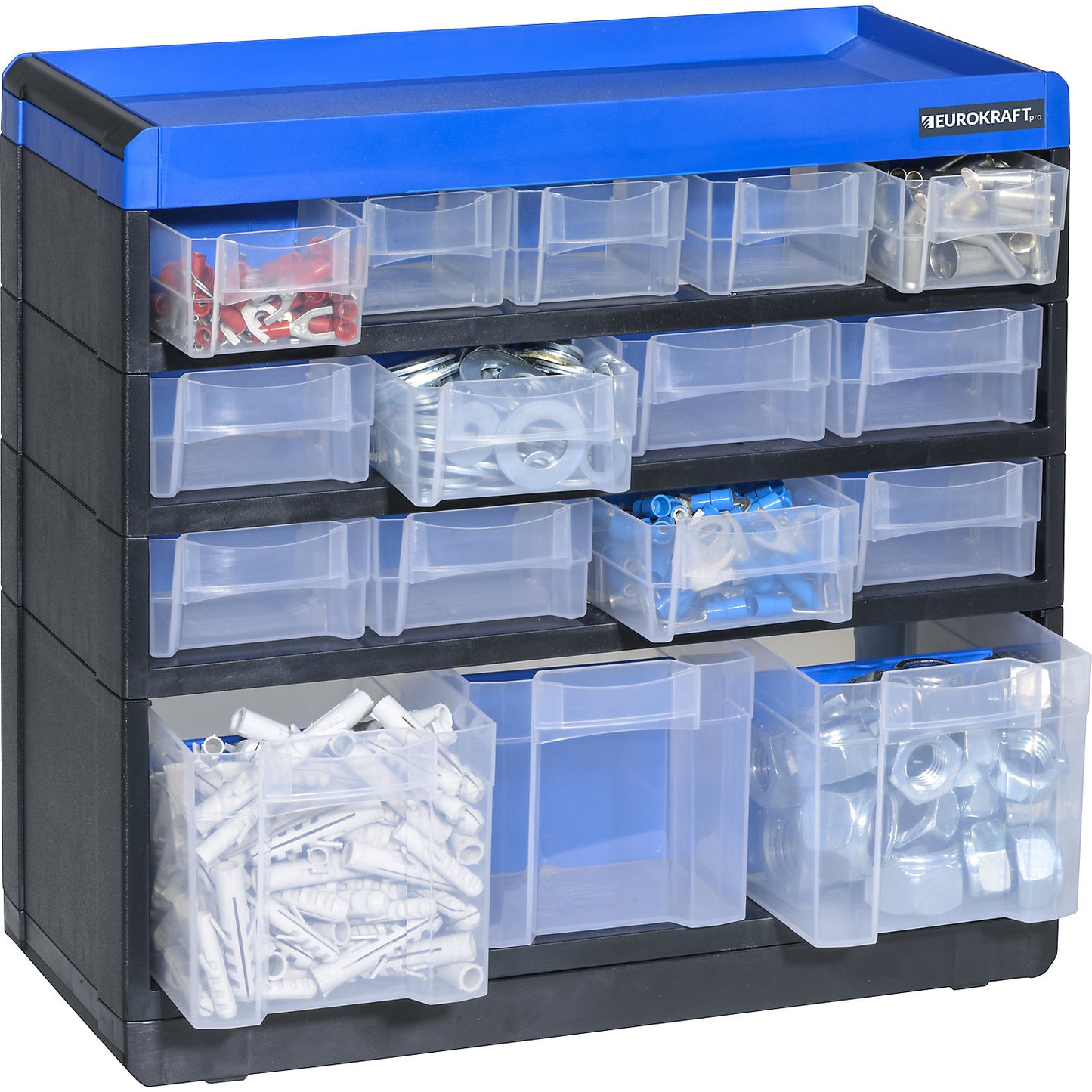 VARIOPLUS PRO small parts cabinet, HxWxD 285 x 300 x 135 mm, 16 drawers, 16 dividers.