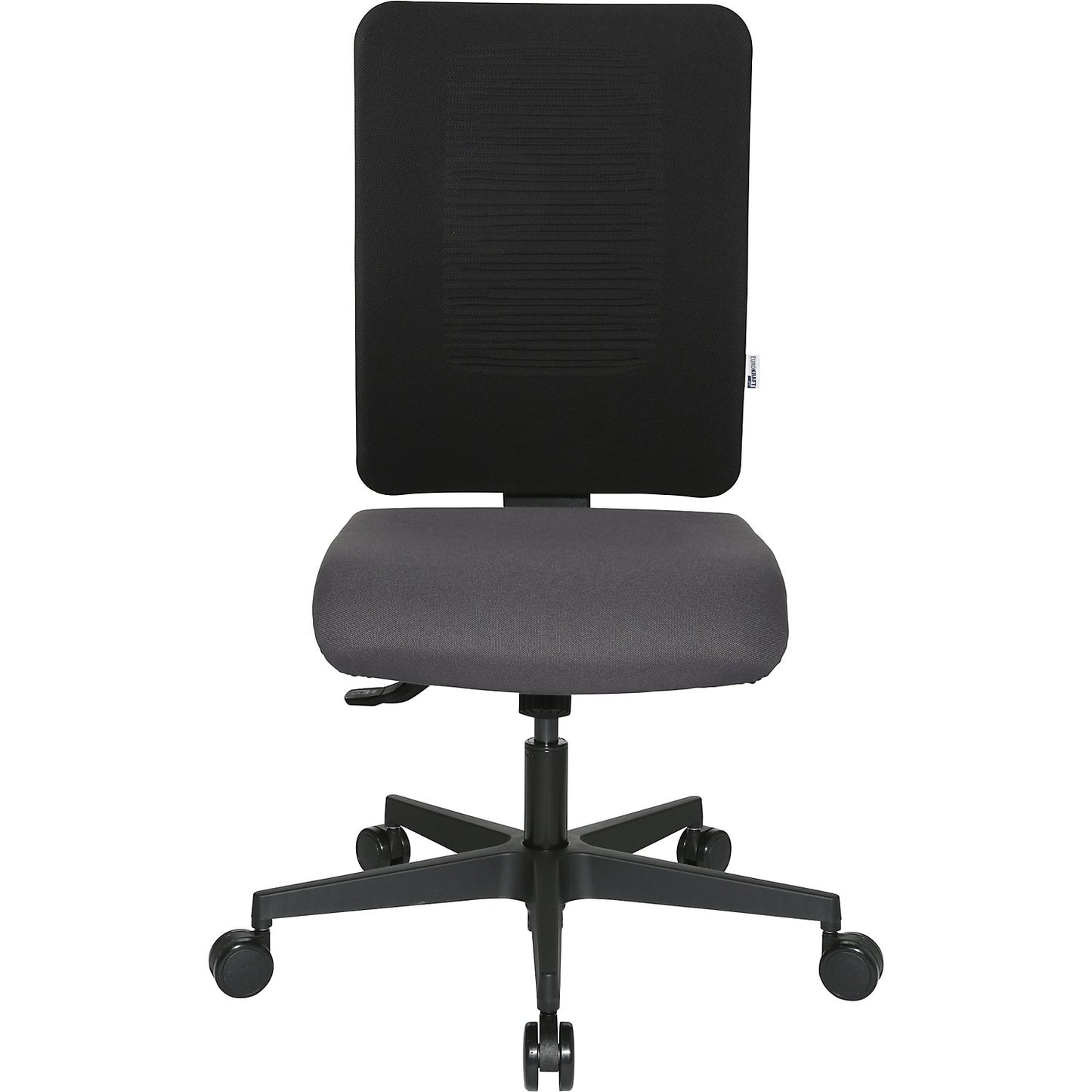 Office swivel chair V1 flat seat, plastic five star base, mesh covered back rest, charcoal.