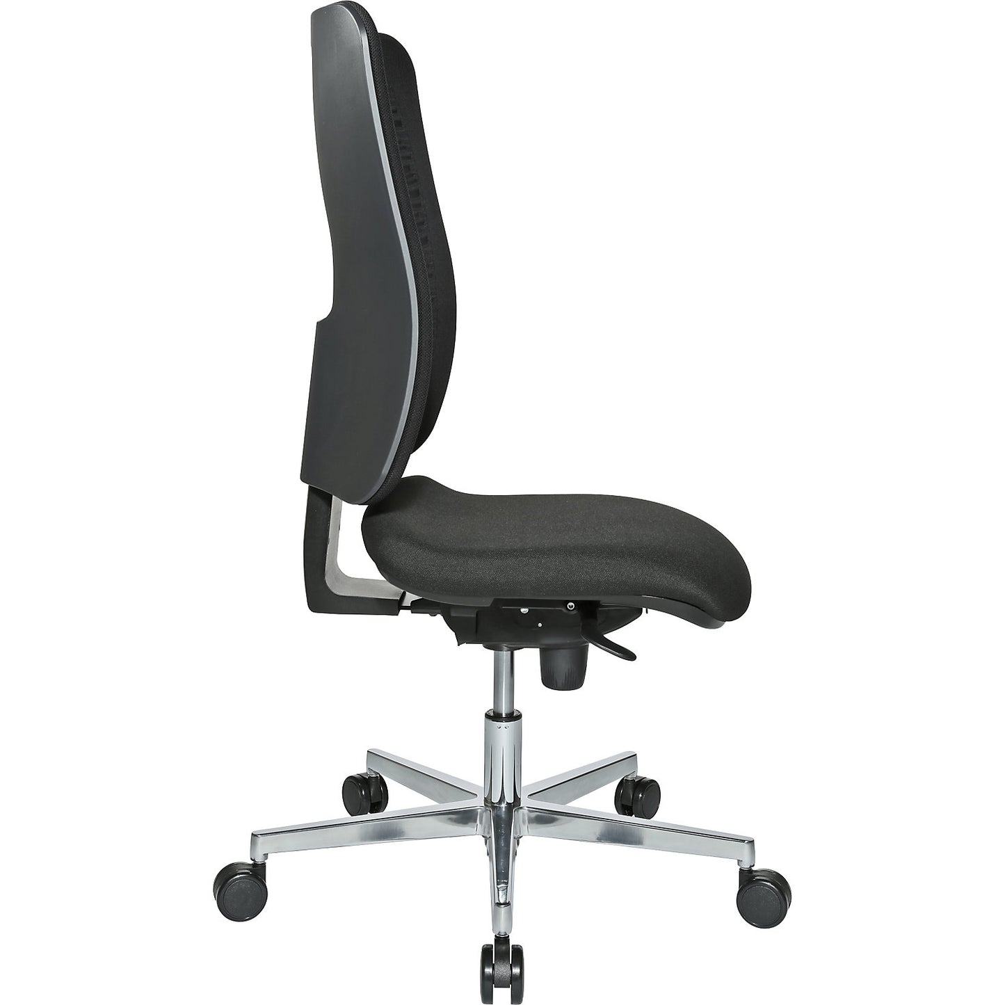Office swivel chair V2 ergonomic seat, aluminium five-star base, mesh covered back rest, black.