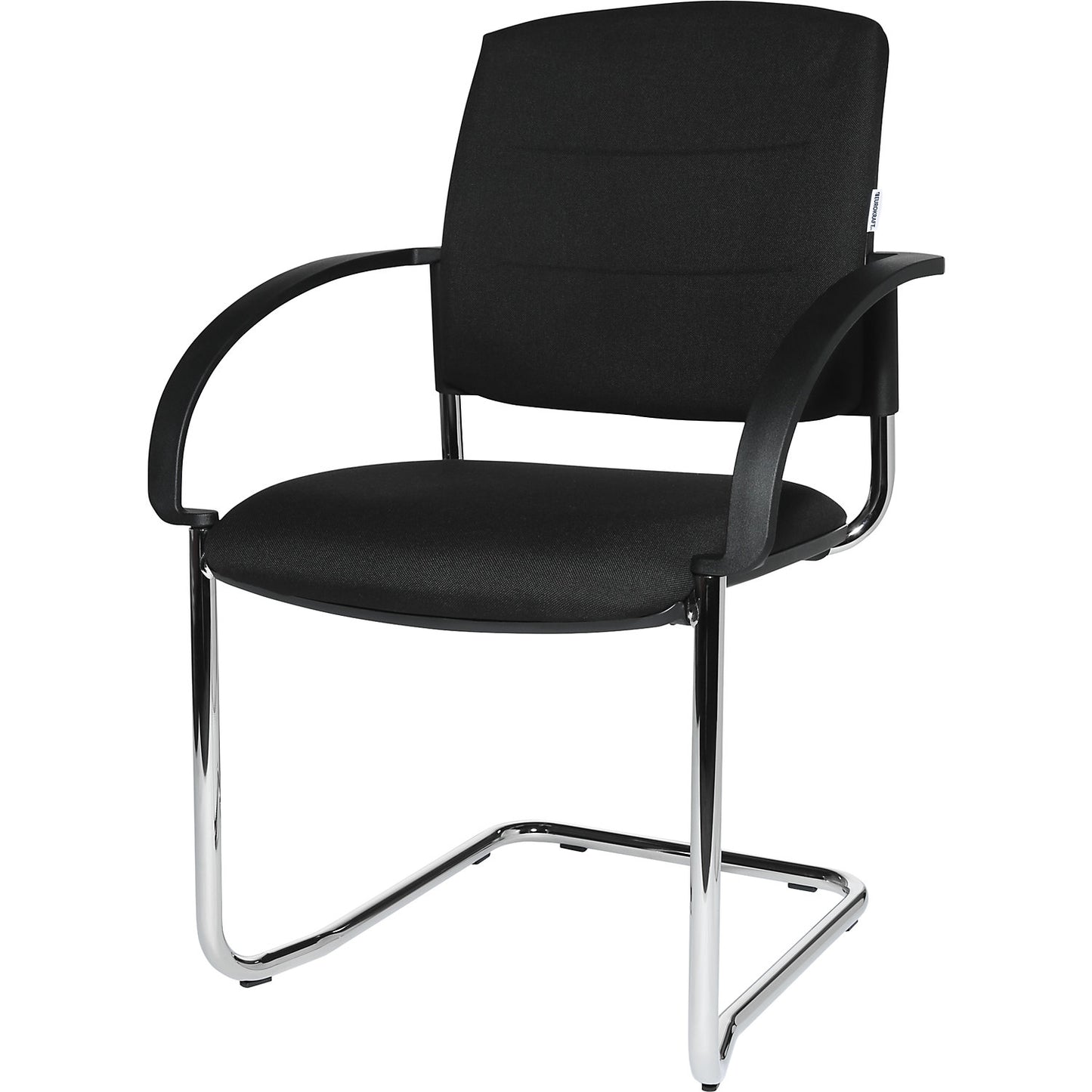 Cantilever chairs, pack of 2, upholstered back rest, black, black seat.