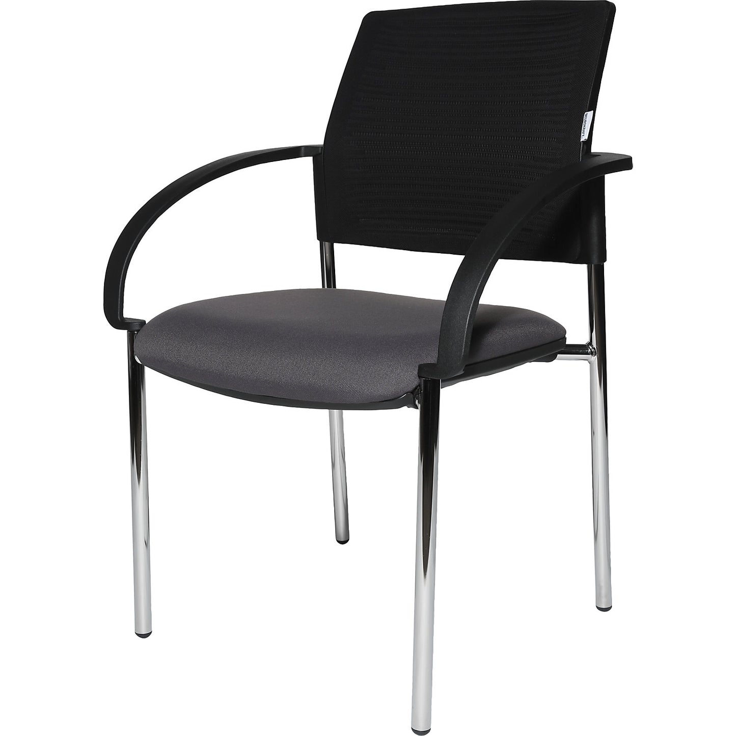 Visitors' chairs, pack of 2, mesh covered back rest, black, charcoal seat.