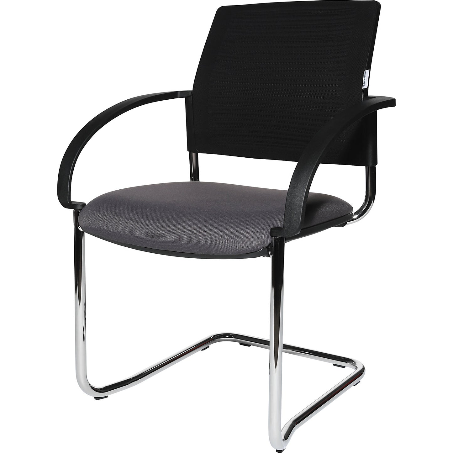 Cantilever chairs, pack of 2, mesh covered back rest, black, charcoal seat.