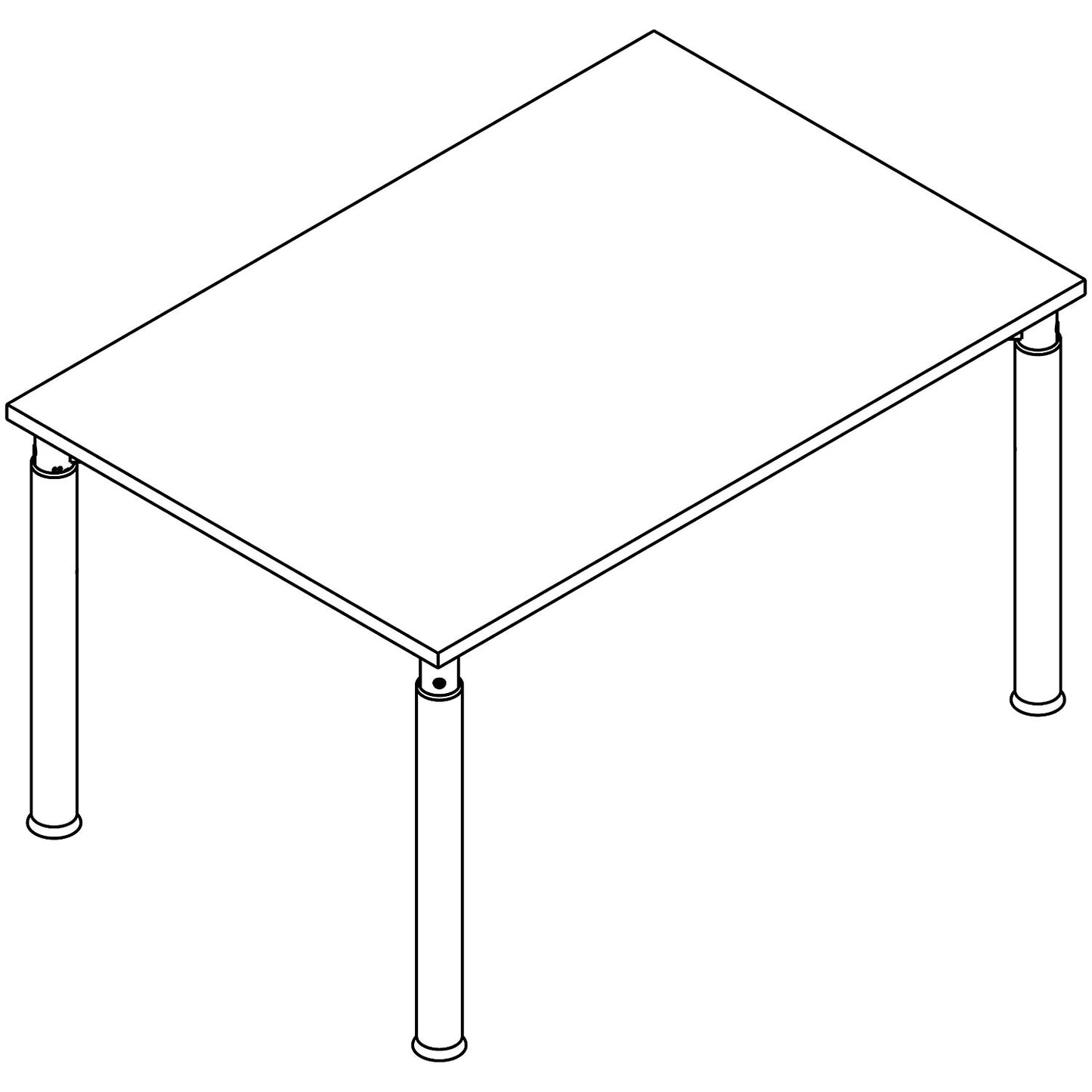 VERA-ZWO - Desk with 4-legged frame, height adjustable, depth 800 mm, width 1200 mm, maple finish / aluminium silver.