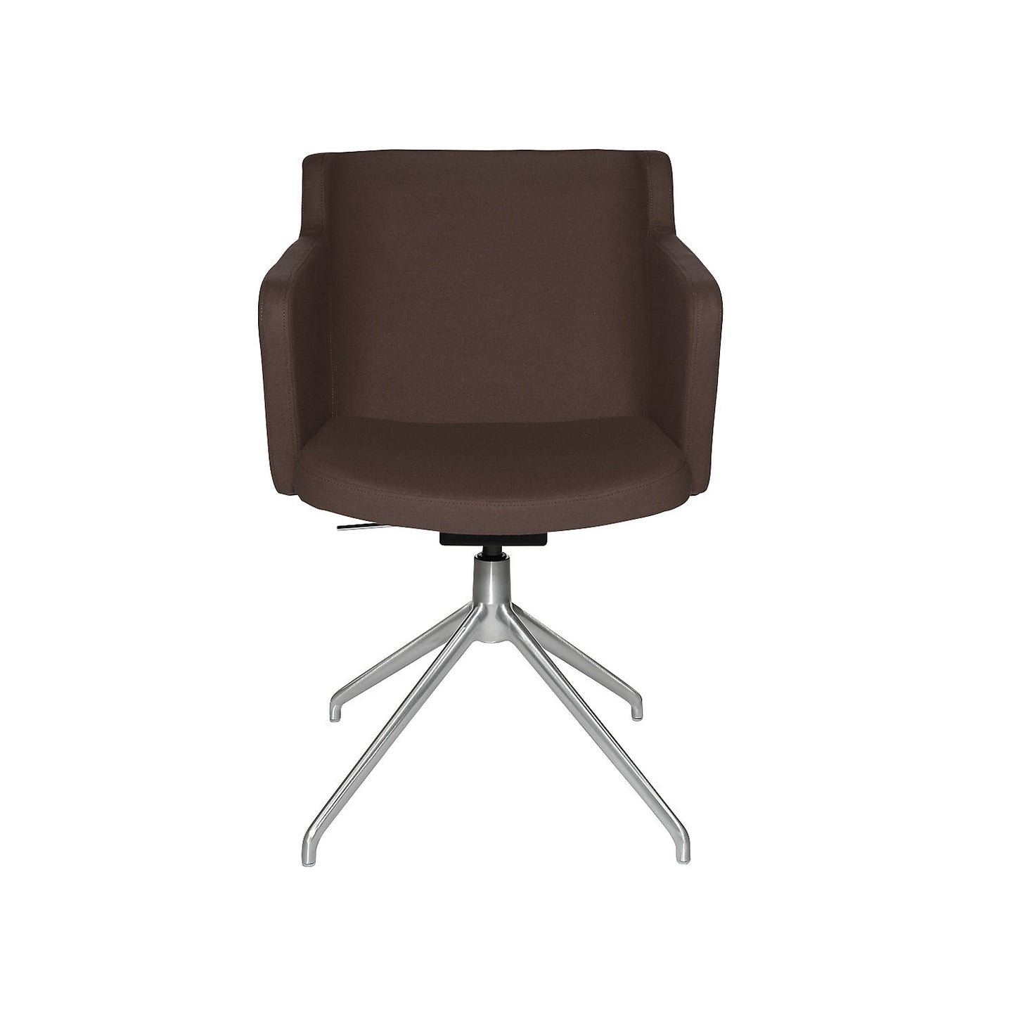 SFH visitors' chair, 3D seat joint and aluminium five star base, brown.