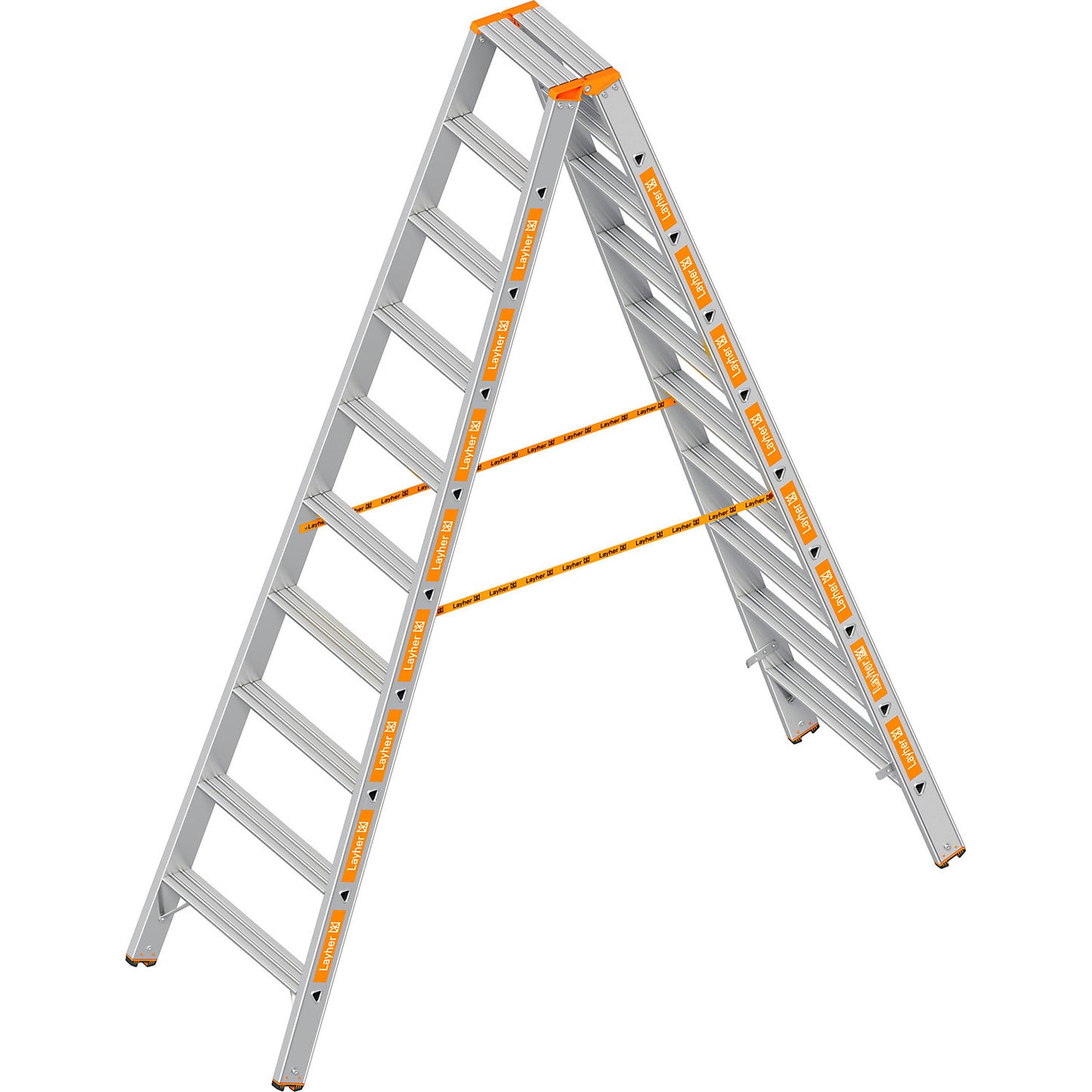 Step ladder, double sided access, 2 x 10 steps.