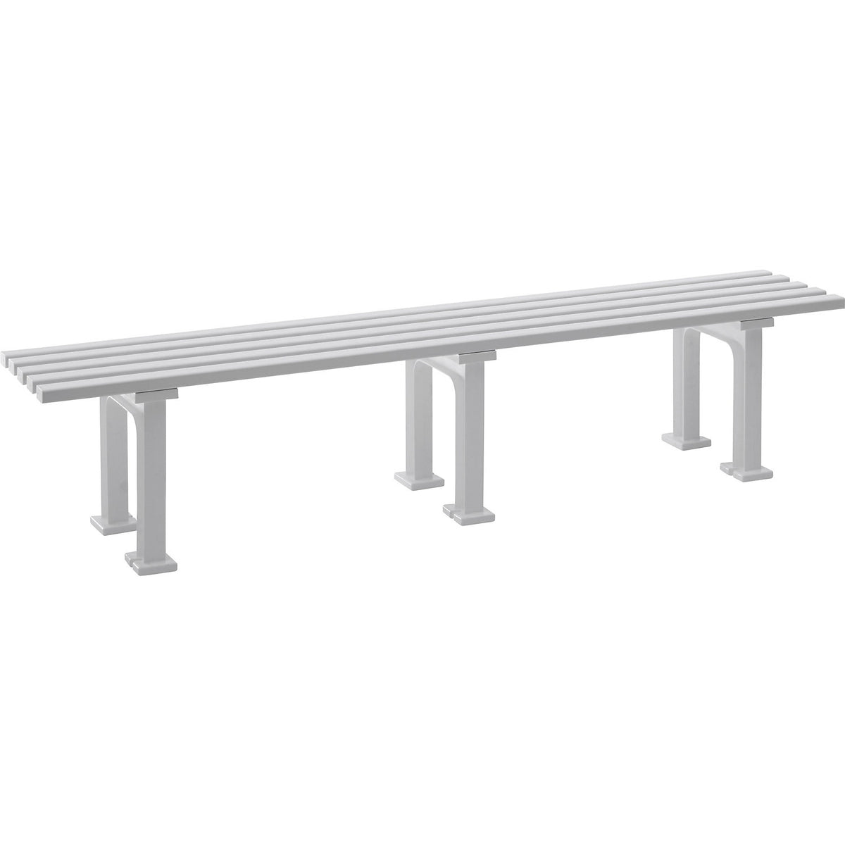 Seating bench without backrest, with 5 slats, length 2000 mm, white.