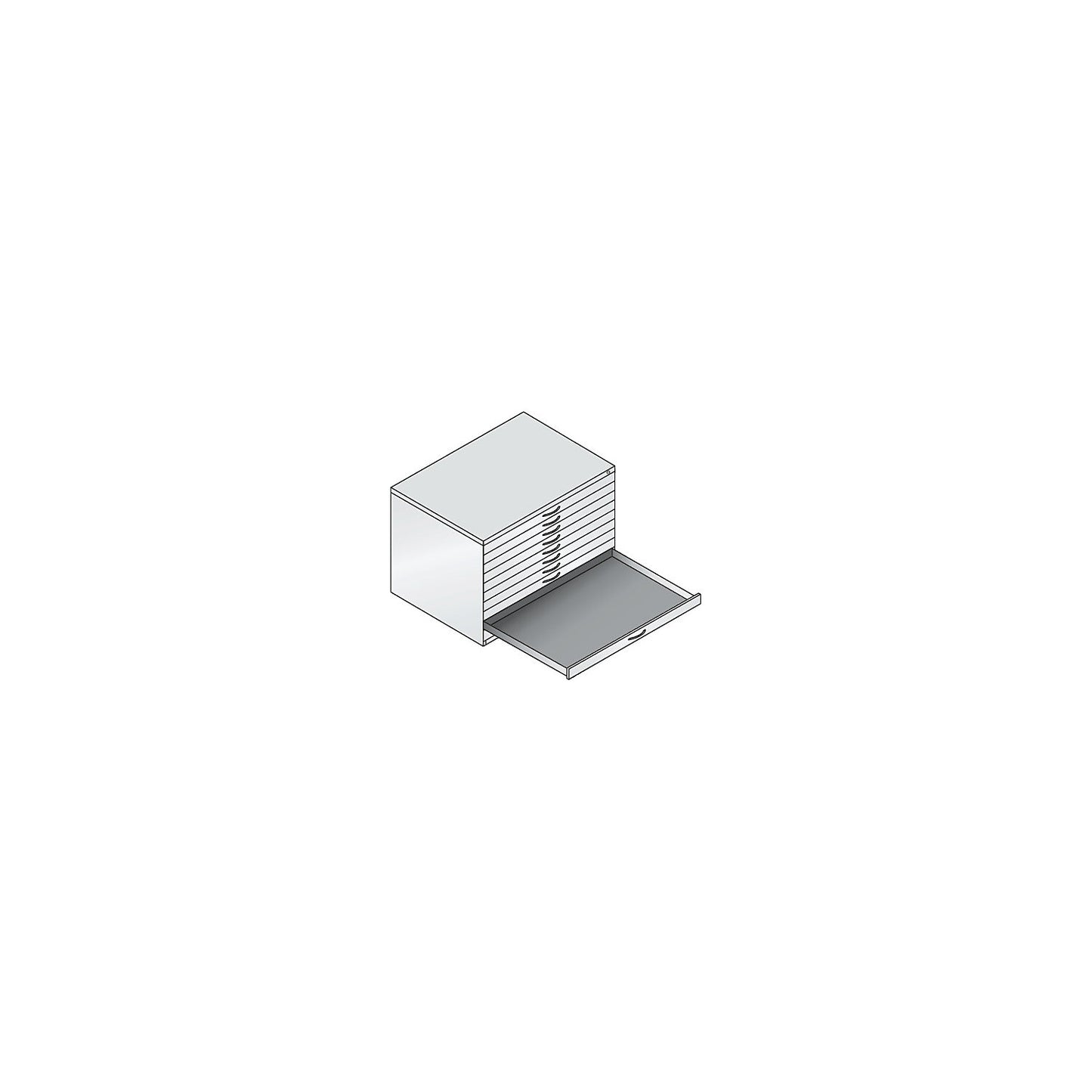 Drawing cabinet, A1, 10 drawers, height 760 mm, black grey.
