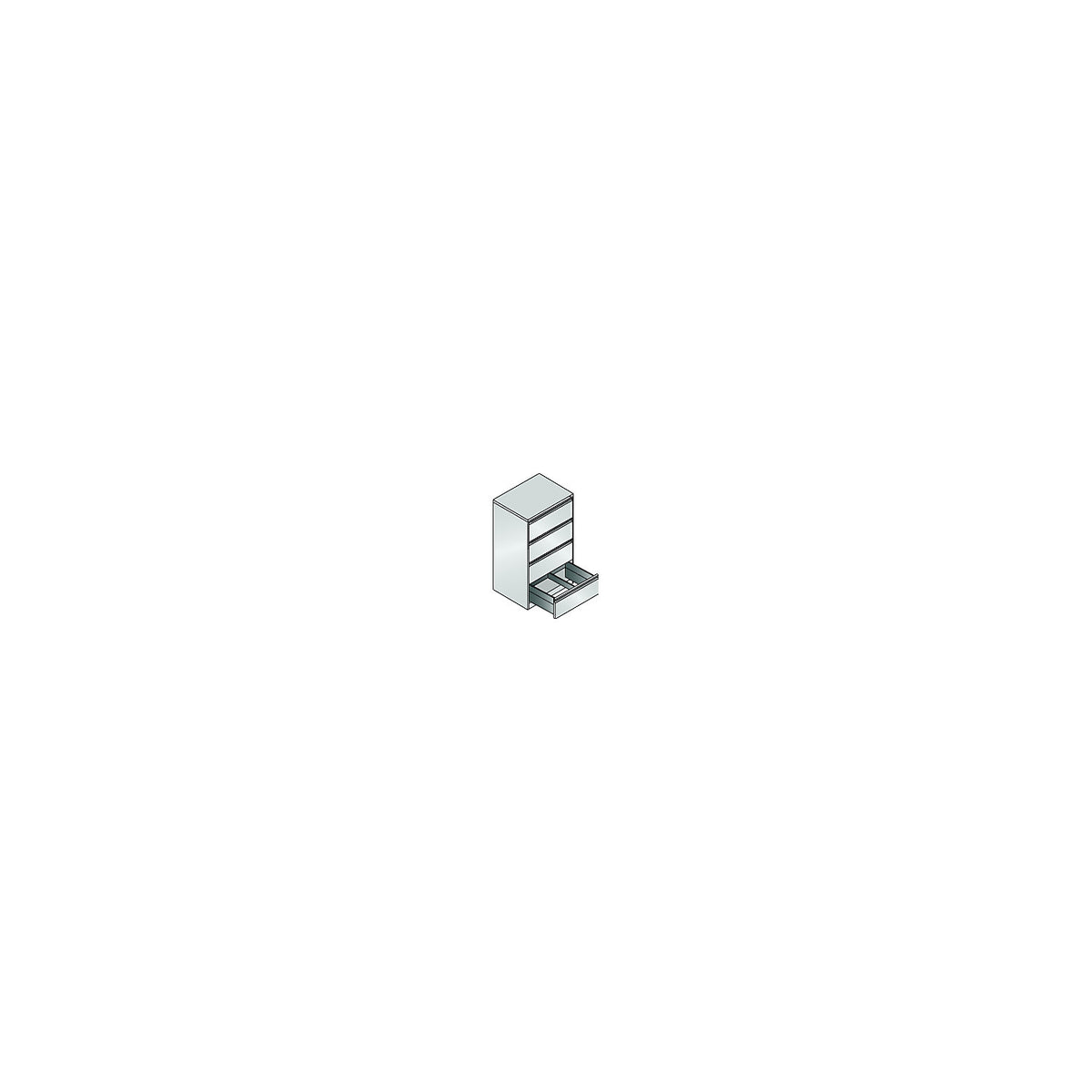 ACURADO suspension filing cabinet, zinc plated, 2 track, 4 drawers, light grey.