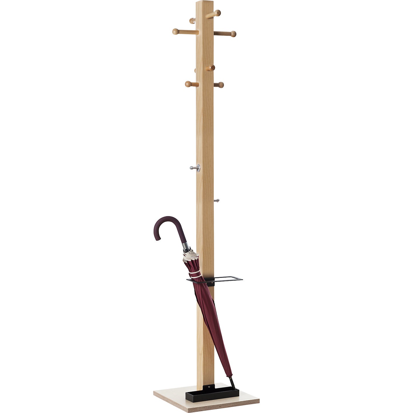 easyCloth coat stand, solid wood, 8 small hooks, black umbrella stand.