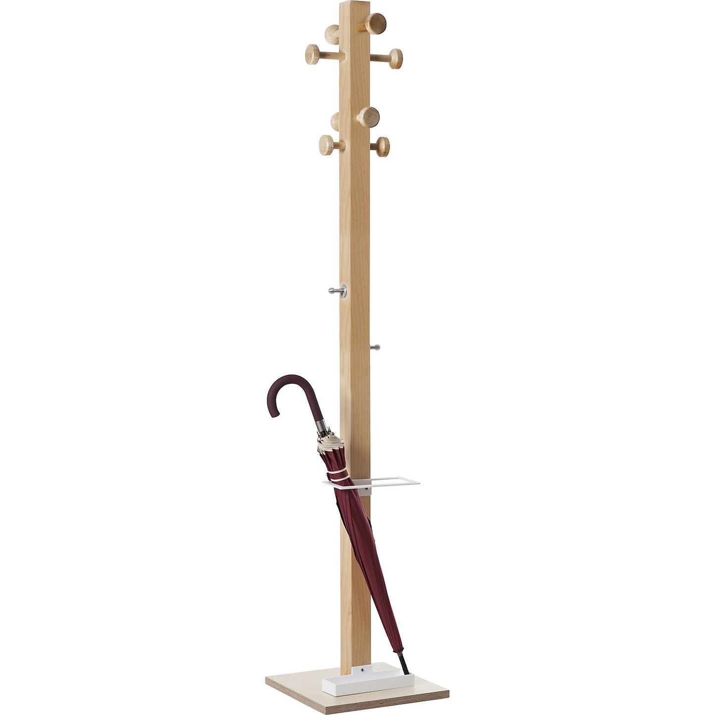 easyCloth coat stand, solid wood, 8 large hooks, white umbrella stand.
