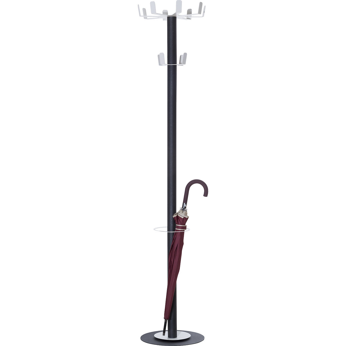 easyCloth coat stand, steel, incl. umbrella stand, model D, 12 hooks.