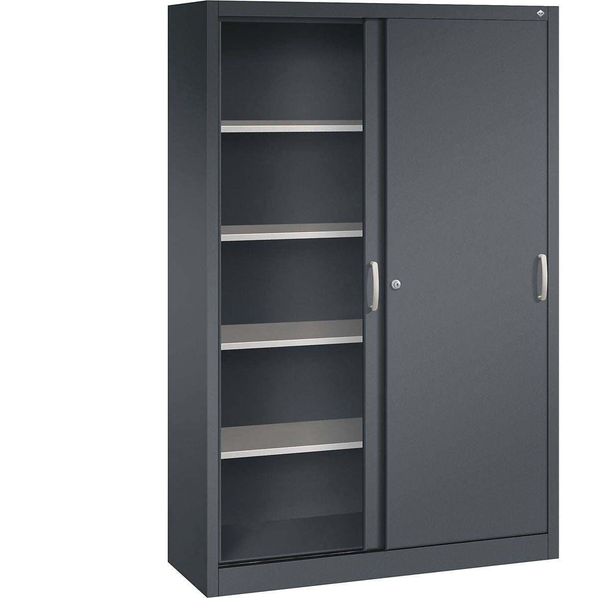ACURADO sliding door cupboard, 4 shelves, HxWxD 1950 x 1200 x 400 mm, black grey.
