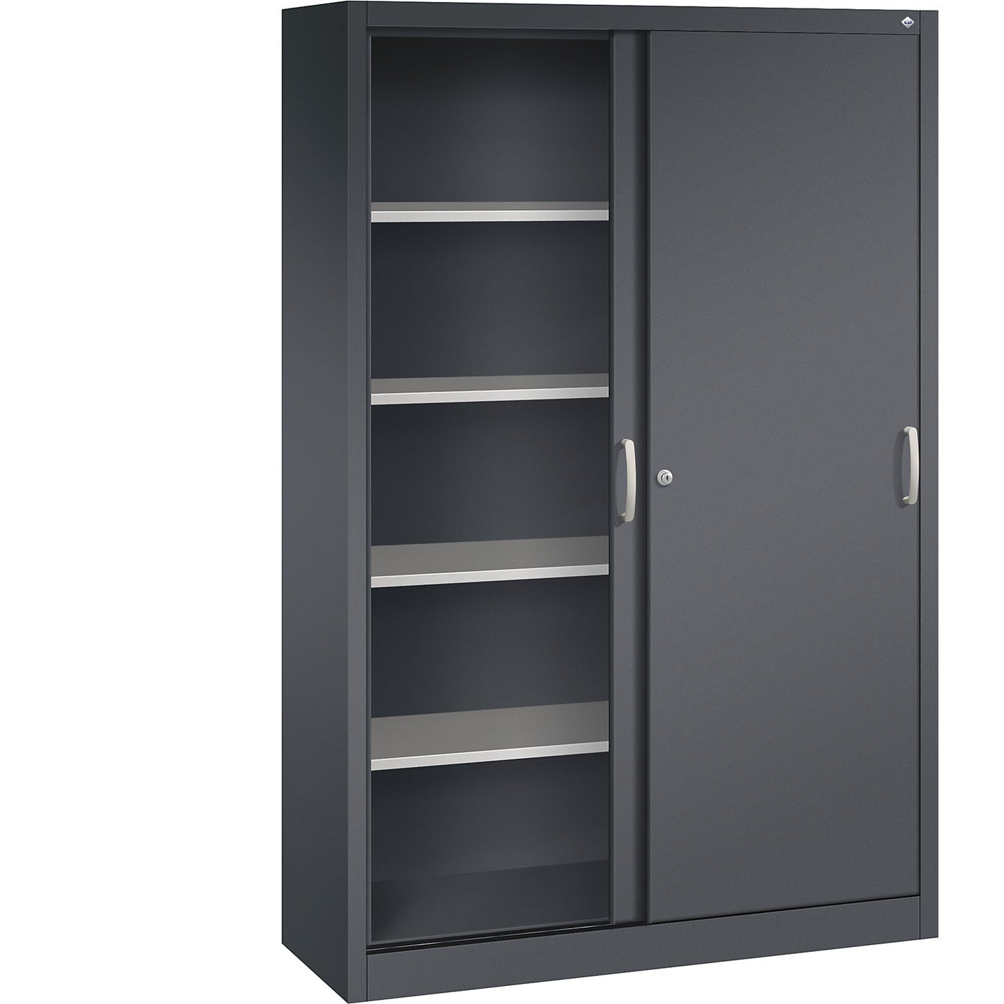 ACURADO sliding door cupboard, 4 shelves, HxWxD 1950 x 1200 x 400 mm, black grey.