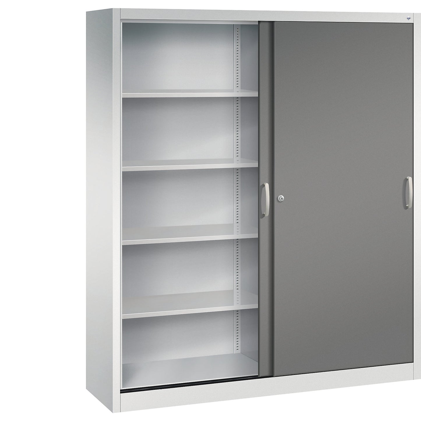 ACURADO sliding door cupboard, 8 shelves, HxWxD 1950 x 1600 x 400 mm, light grey / volcanic grey.