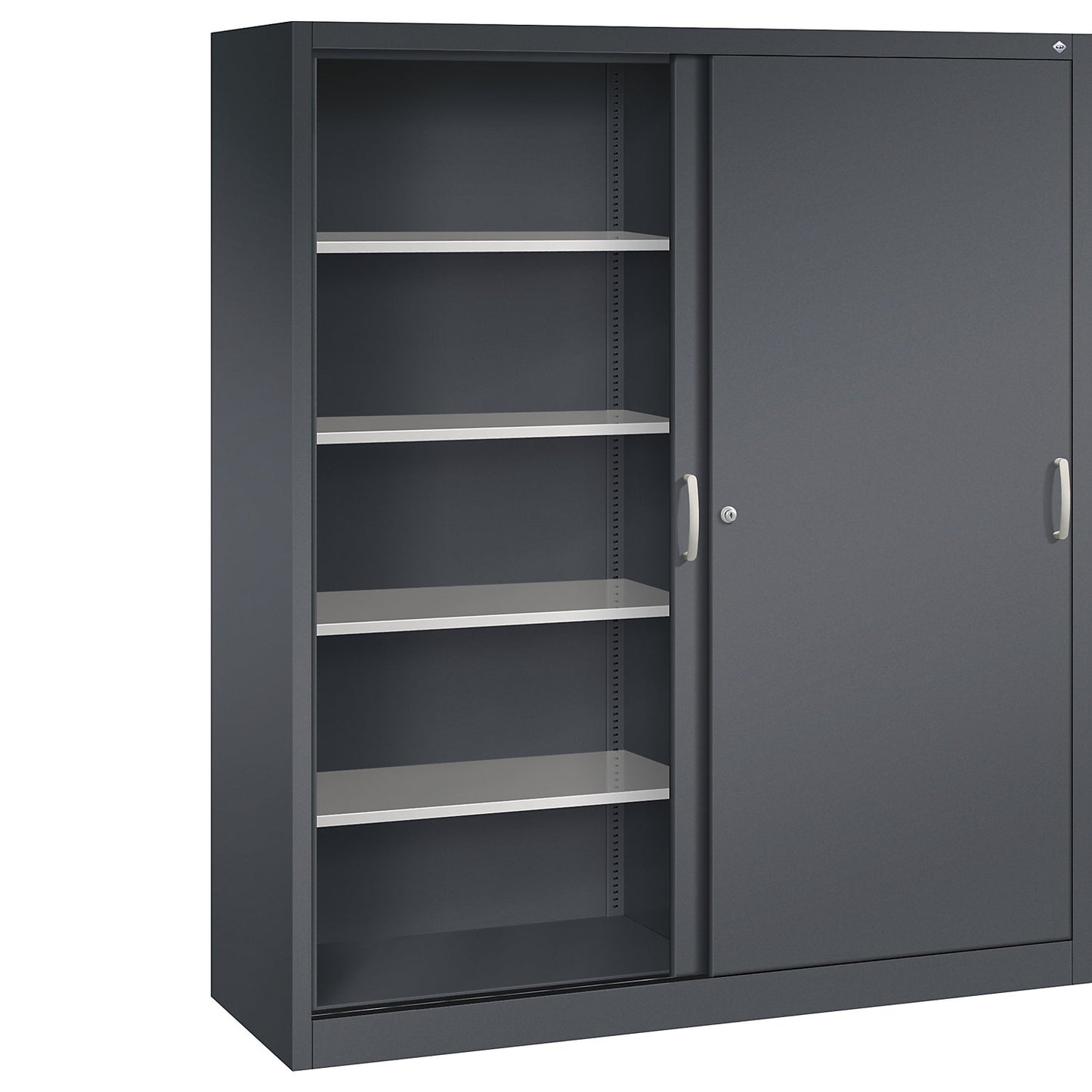 ACURADO sliding door cupboard, 8 shelves, HxWxD 1950 x 1600 x 500 mm, black grey.