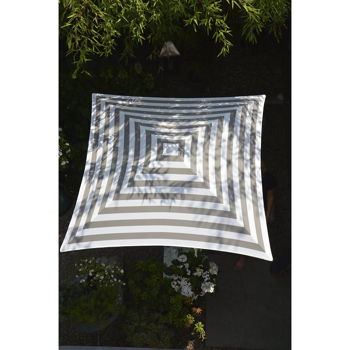 Parasol, square, LxW 1600 x 1600 mm, frame white, white / taupe.