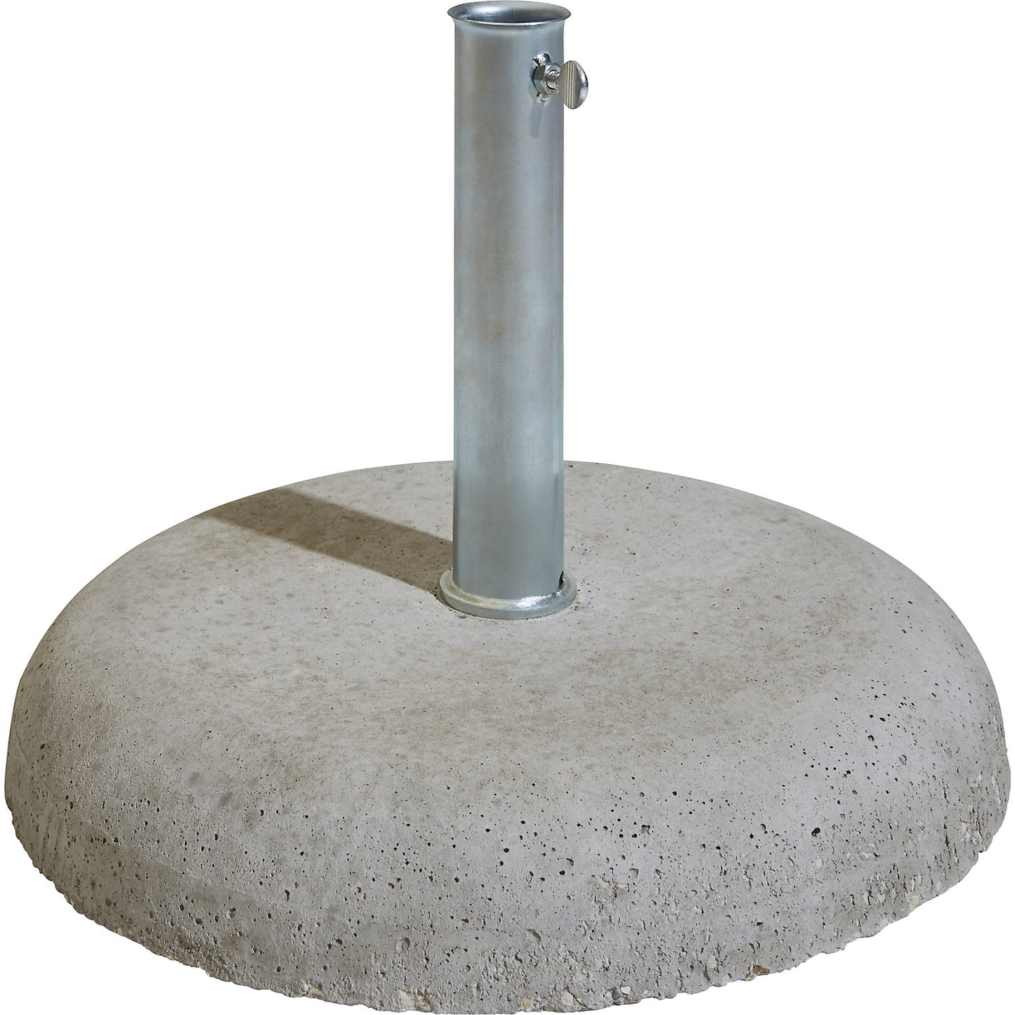 Parasol base, round, made of natural concrete, for pole Ø up to 58 mm.