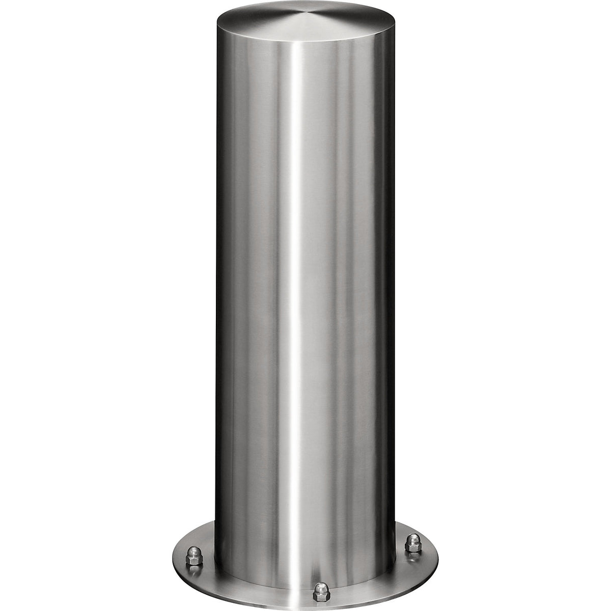 Stainless steel barrier post, with flat head, for bolting in place, Ø 205 mm.
