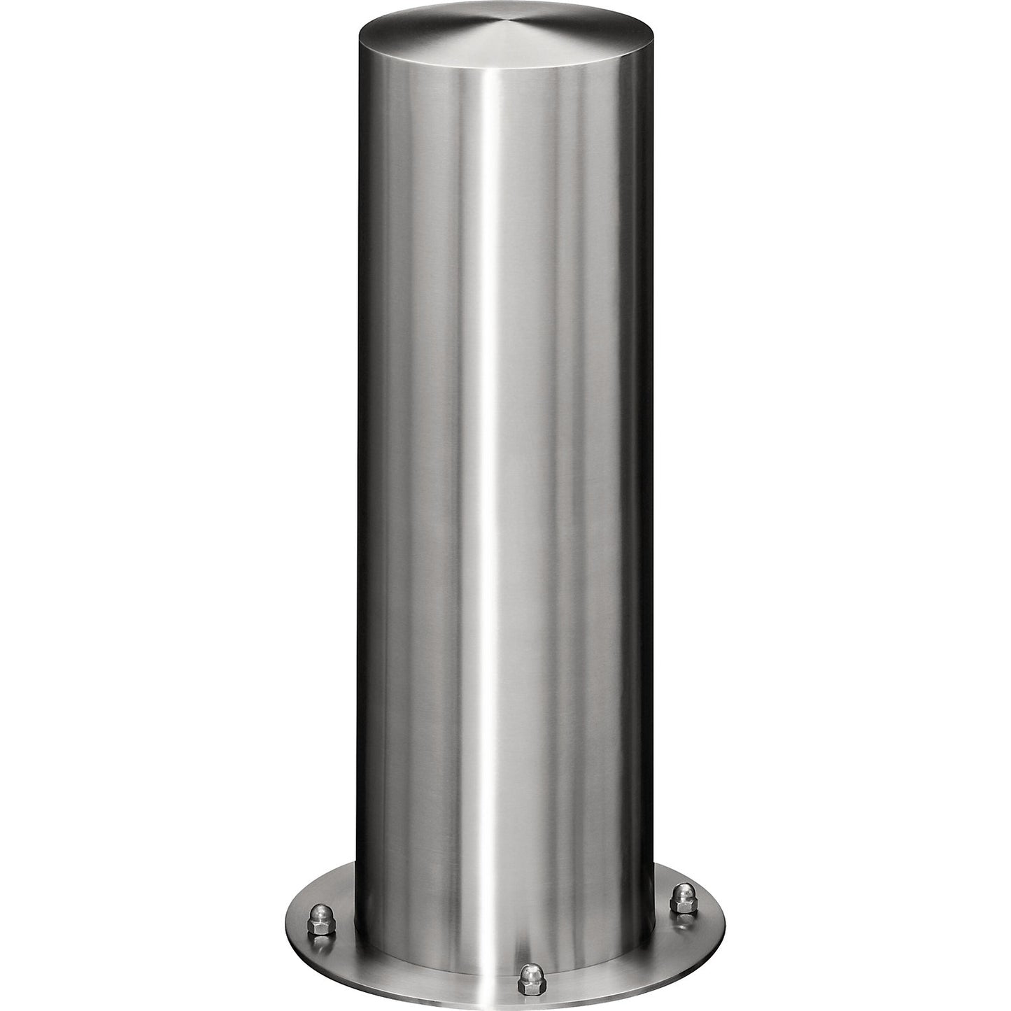 Stainless steel barrier post, with flat head, for bolting in place, Ø 205 mm.
